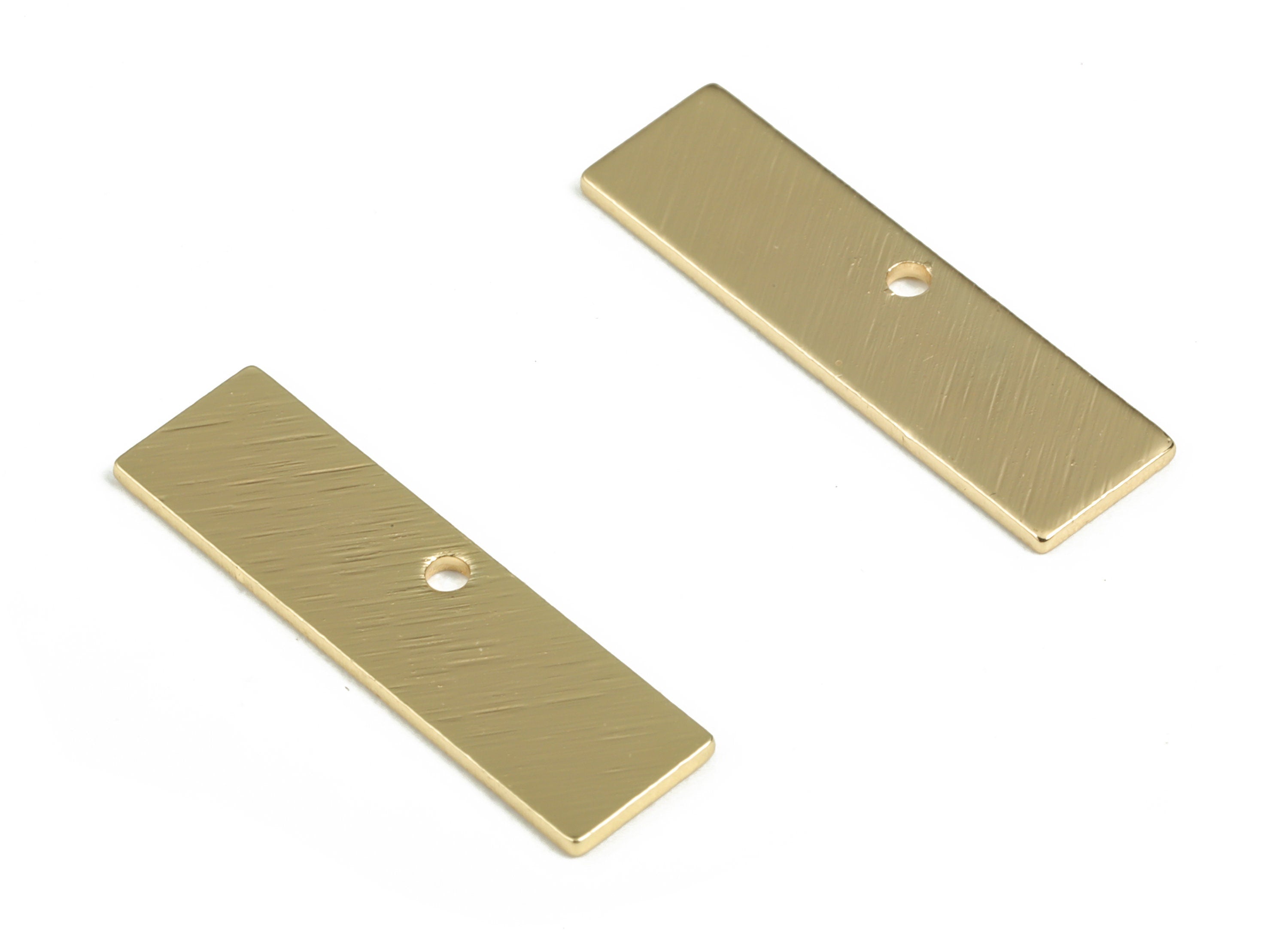 Brass Textured Rectangle Earring Charms - Gold Rectangle Pendant - 18K Real Gold Plated Brass - Jewelry Supplies - 21.41x6x0.79mm - RGP3012G - DOMEDBAZAAR