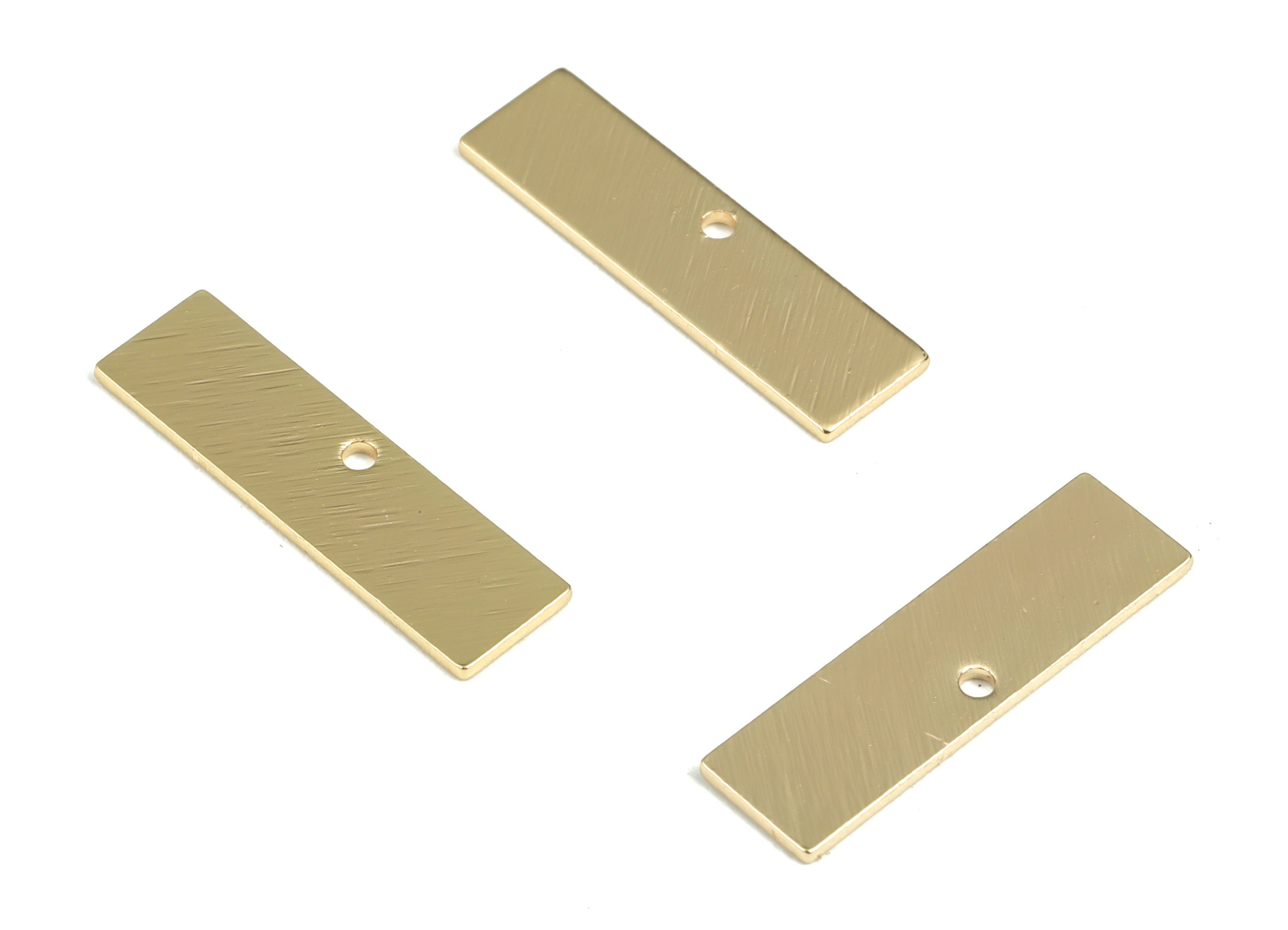 Brass Textured Rectangle Earring Charms - Gold Rectangle Pendant - 18K Real Gold Plated Brass - Jewelry Supplies - 21.41x6x0.79mm - RGP3012G - DOMEDBAZAAR