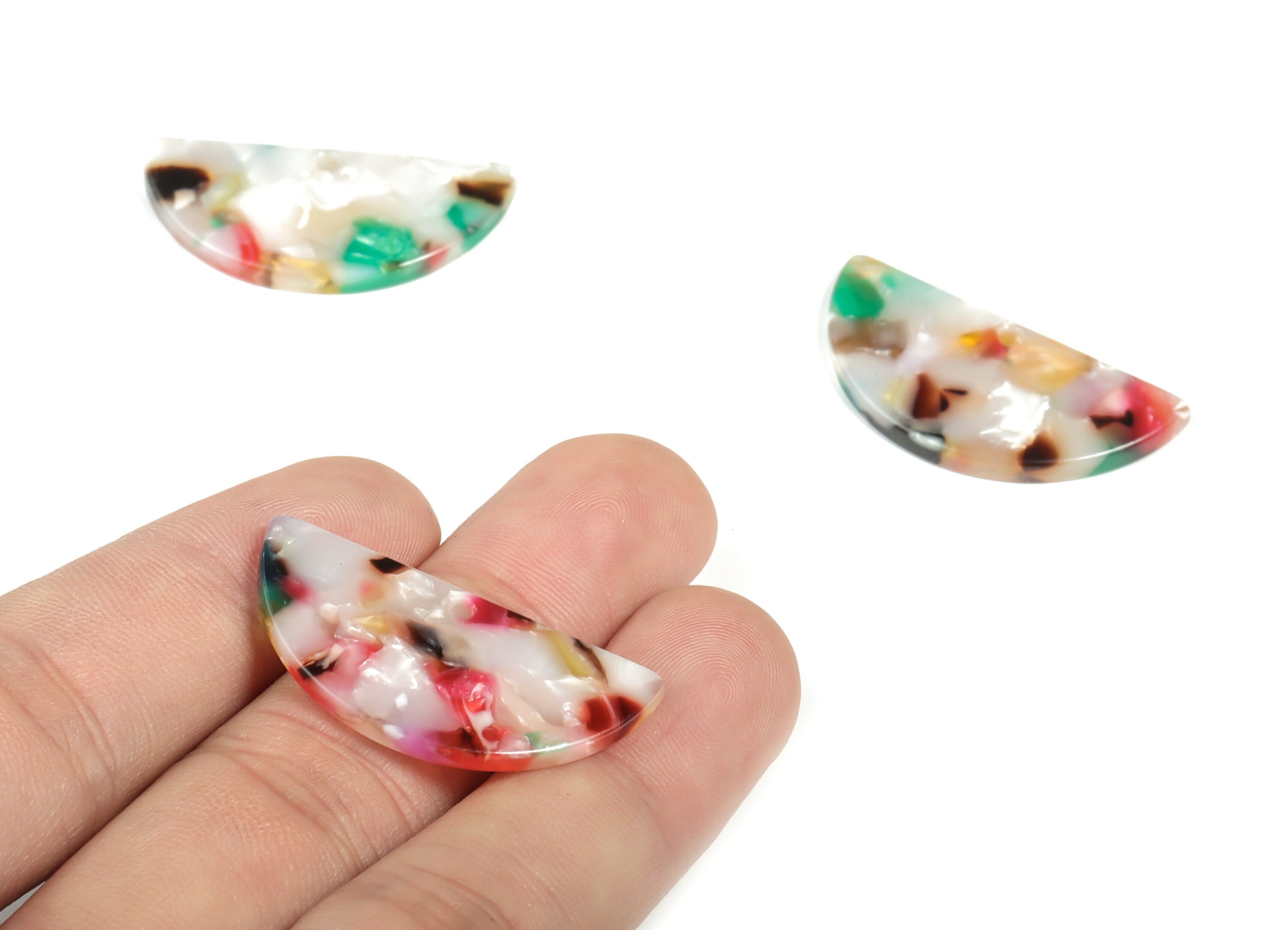 Acetate Semicircle Charms - Semicircle Pendant -  Earring Findings - Jewelry Supplies - Color Code: A59 - 33.5x16.5x2.6mm - AC1006F - DOMEDBAZAAR