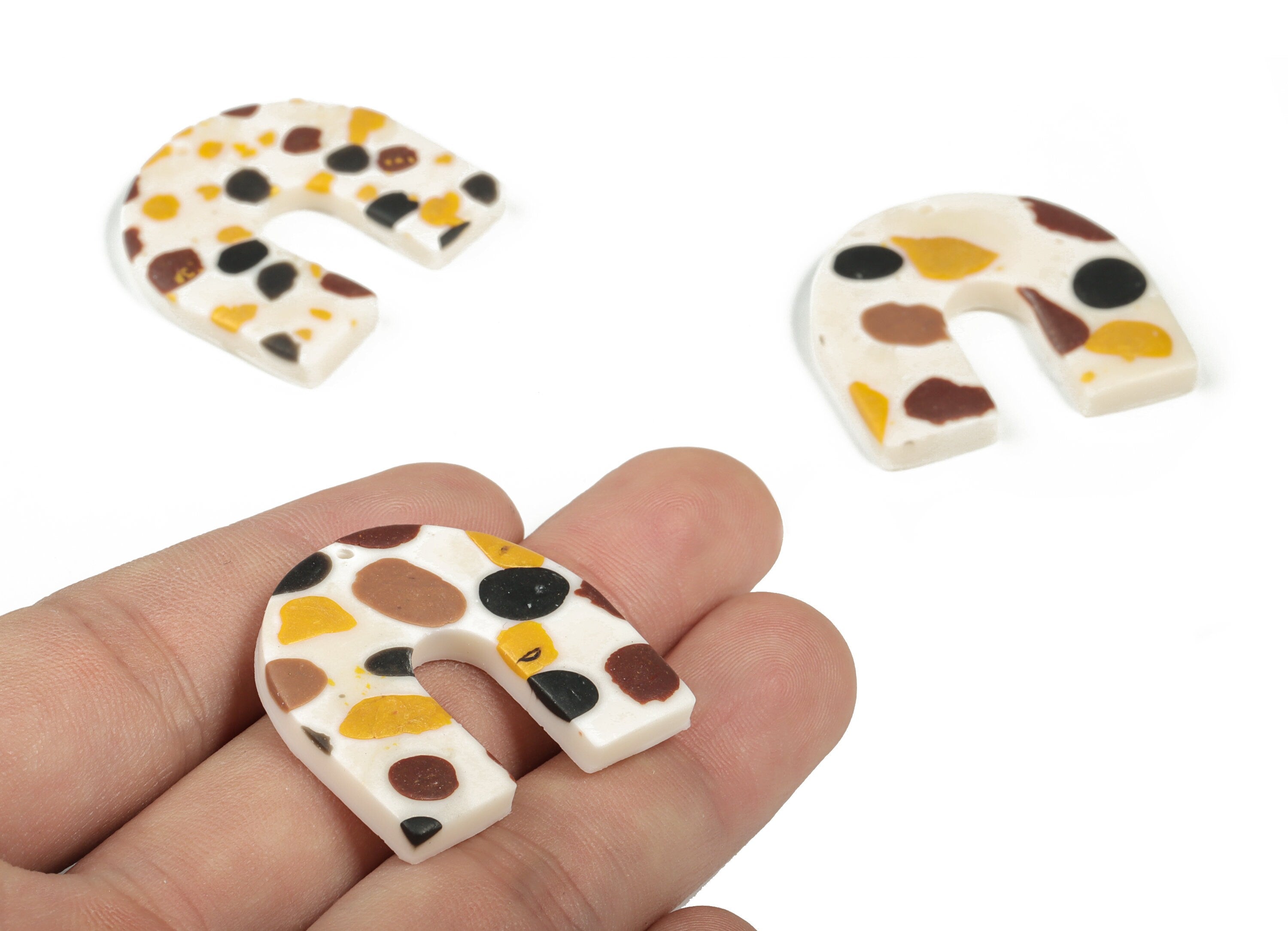 Polymer Clay U Earring Charms - Polymer Clay U Pandant - Earring Findings - Jewellery Handmade - 33.19x29.83x3.87mm - PC2257A - DOMEDBAZAAR