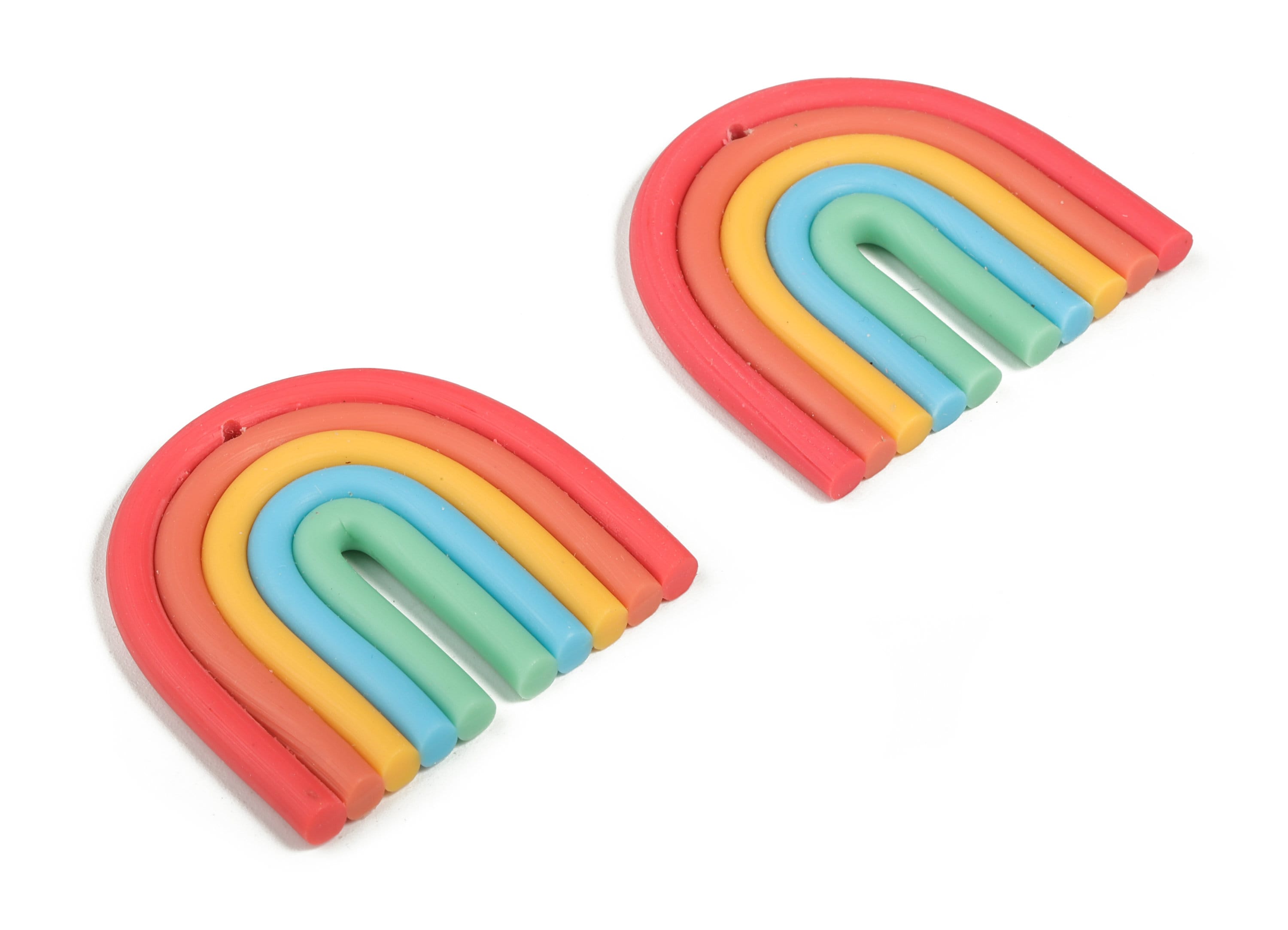 Polymer Clay Rainbow Earring Charms - Polymer Clay Rainbow Pandant - Earring Findings - Jewelry Handmade - 41.87x39.96x3.97mm - PC2251B - DOMEDBAZAAR
