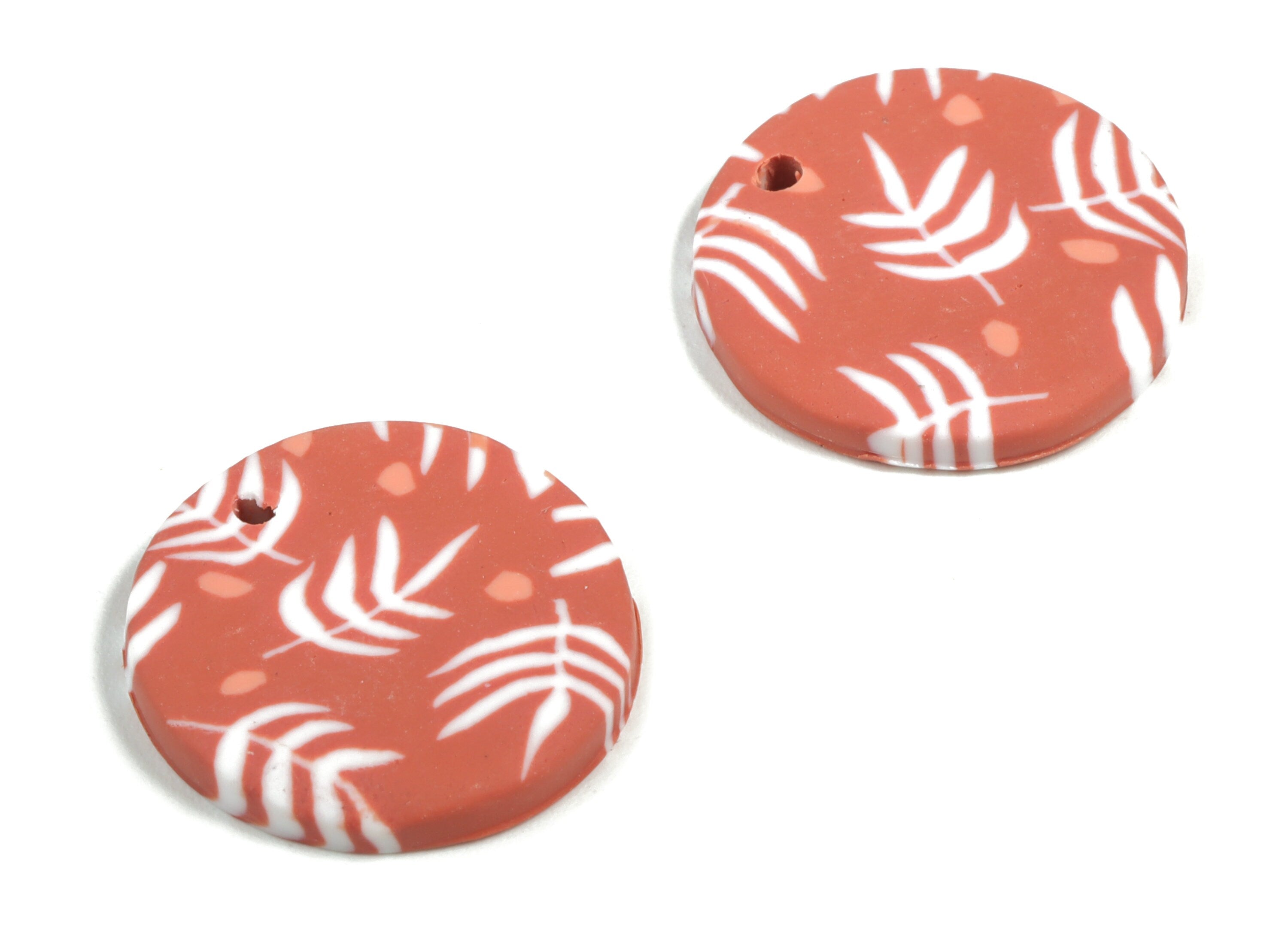 Polymer Clay Round Earring Charms - Polymer Clay Circle Pendant - Earring Findings - Jewellery Handmade - 19.79x19.69x3mm - PC2295A - DOMEDBAZAAR