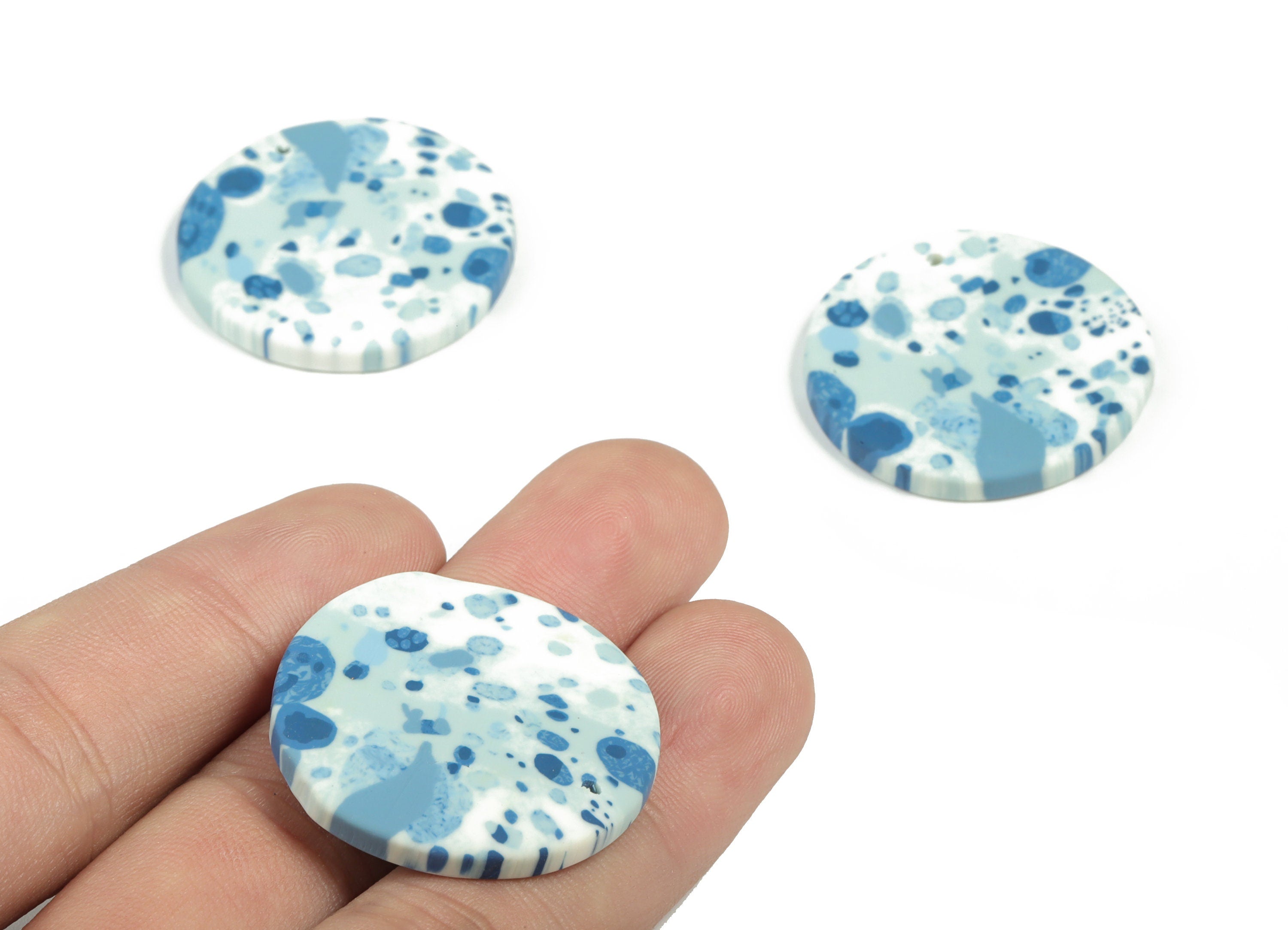 PolymerClay Round Earring Charms - PolymerClay Circle Pandant - Earring Findings - Jewelry Handmade - 30.7x29.42x3.85mm- PC2293 - DOMEDBAZAAR