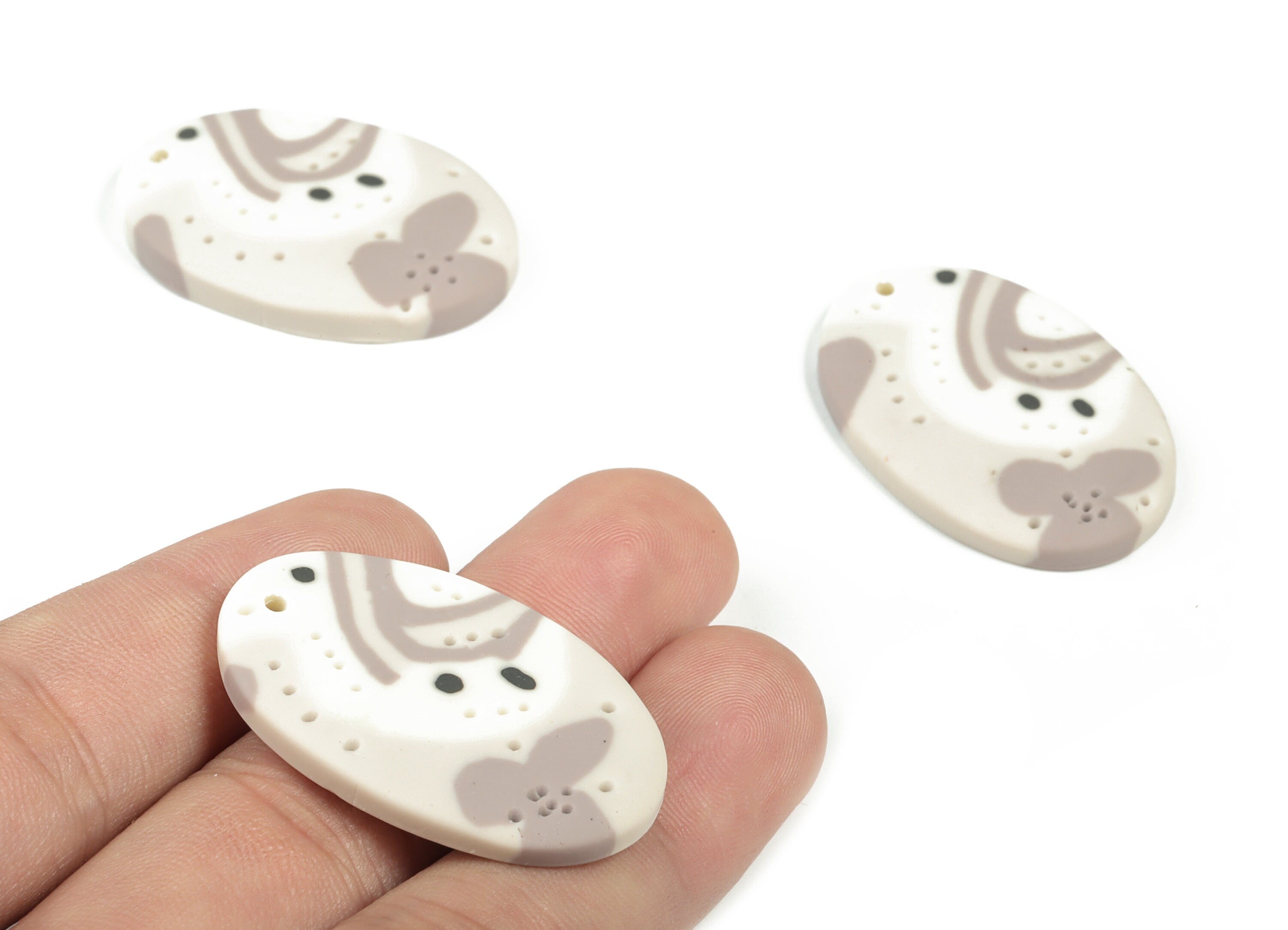 PolymerClay Oval Earring Charms - PolymerClay Oval Pandant - Earring Findings - Jewelry Handmade - 35.83x24.09x4.57mm- PC2268B - DOMEDBAZAAR