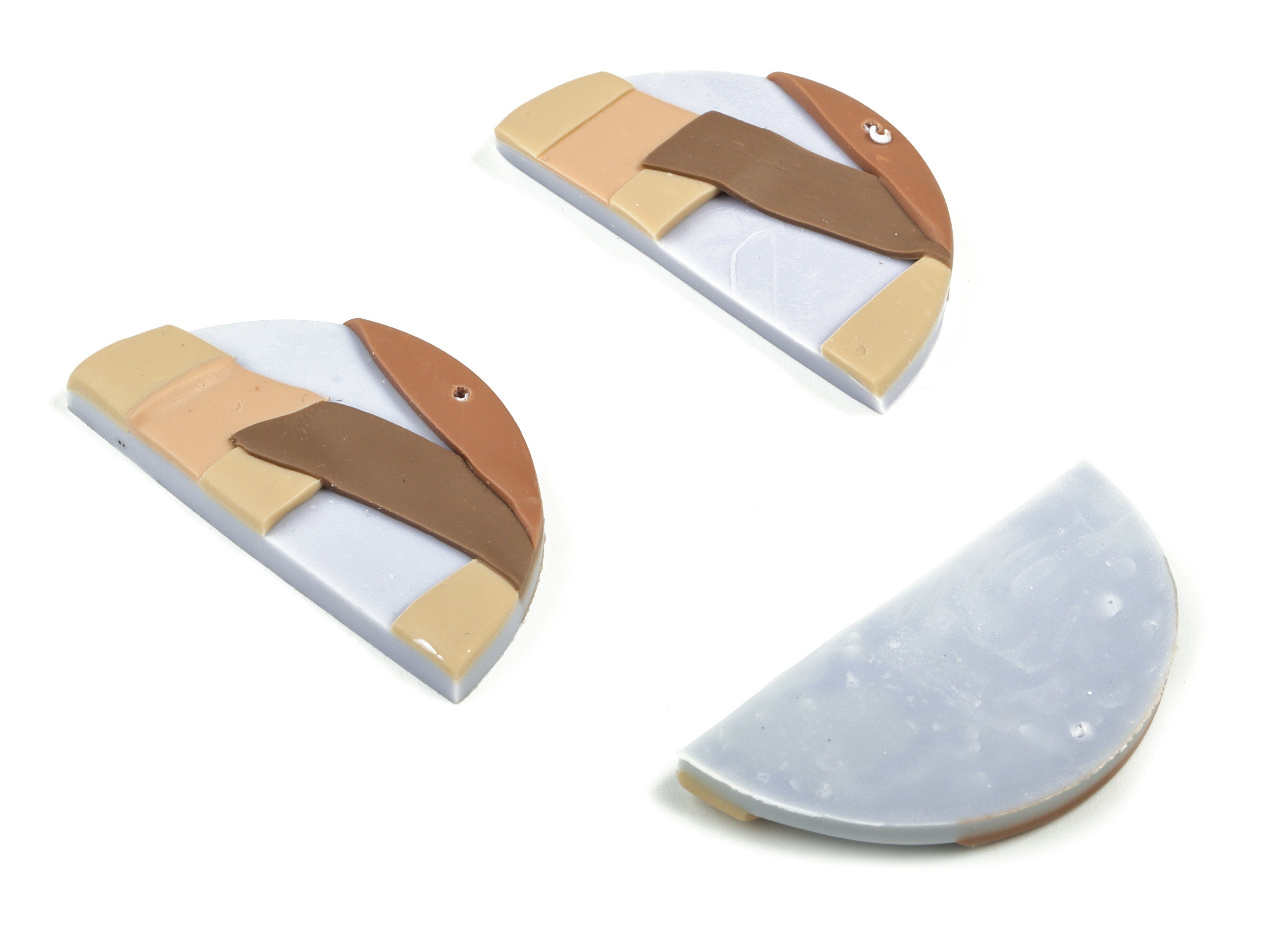 PolymerClay Half Moon Earring Charms - PolymerClay Semicircle Pandant - Earring Findings - Jewelry Handmade - 40.25x21.12x4.38mm- PC2273A - DOMEDBAZAAR