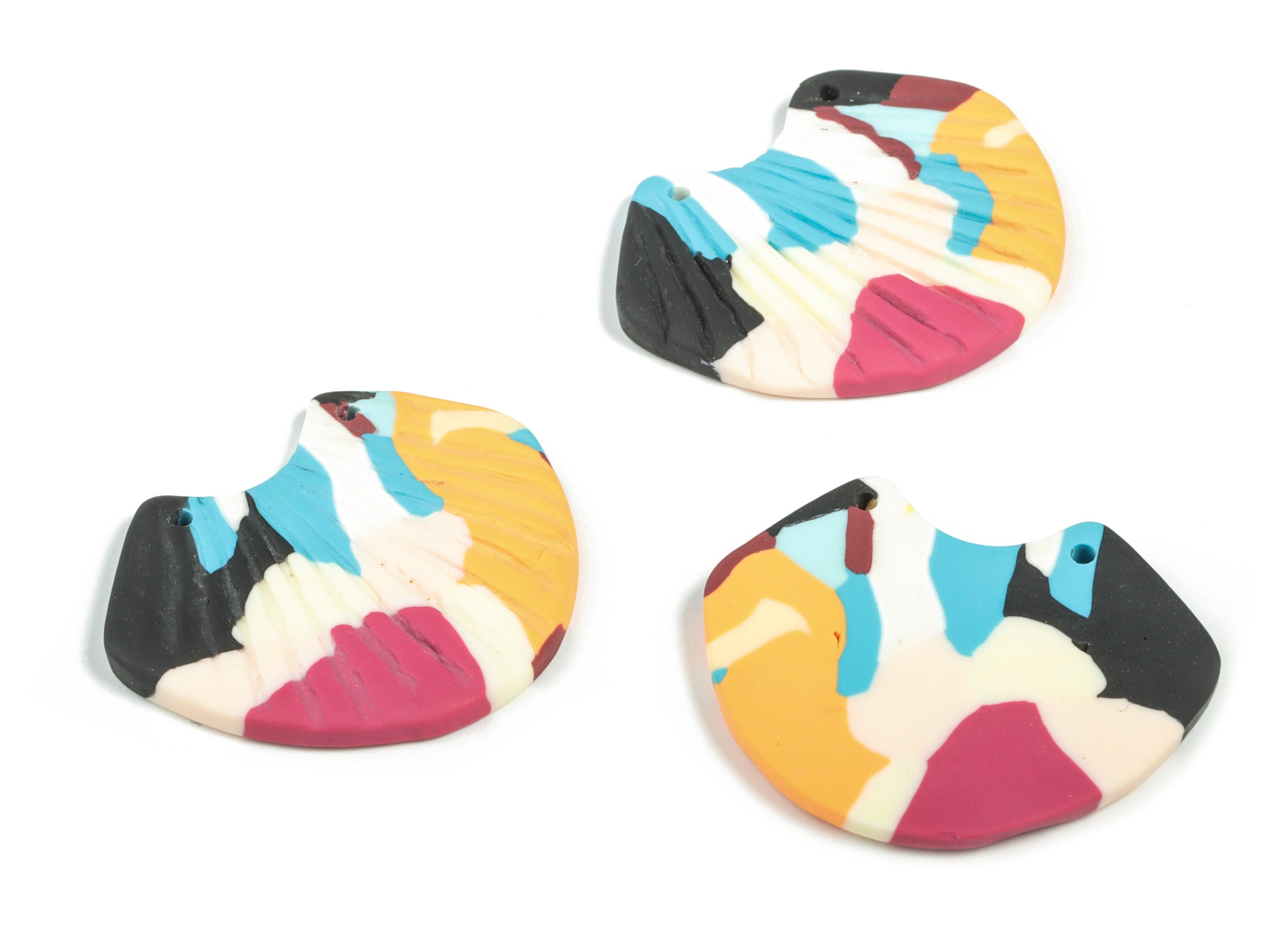 Polymer Clay Sector Earring Connector - Polymer Clay Sector Charms and Pendant - Jewellery Handmade - 36.42x30.03x2.86mm - PC2282A - DOMEDBAZAAR