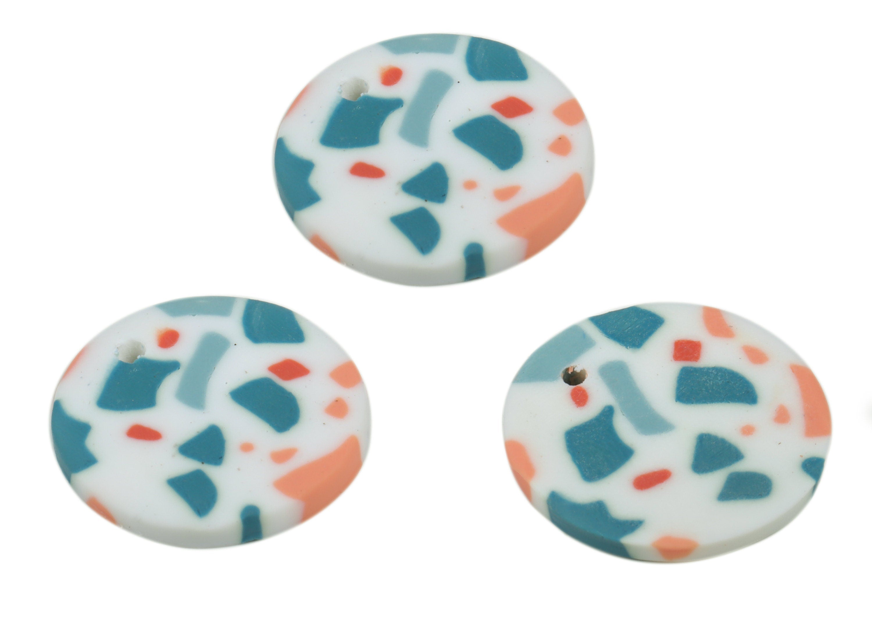 PolymerClay Round Earring Charms - PolymerClay Circle Pandant - Earring Findings - Jewelry Handmade - 20.1x19.8x2.66mm - PC2295D - DOMEDBAZAAR