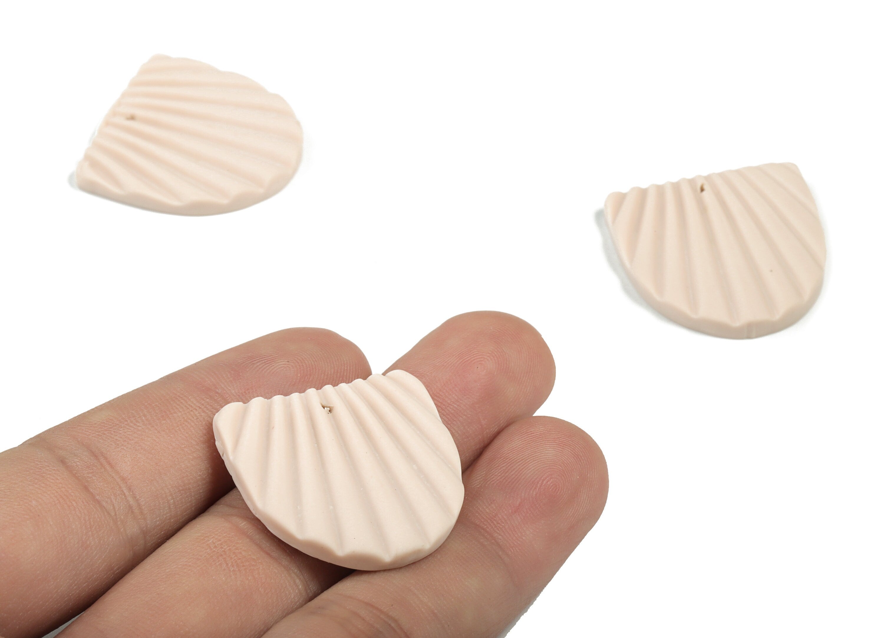 Polymer Clay Half Moon Earring Charms - Polymer Clay Semicircle Pendant - Earring Findings - Jewellery Handmade - 27.8x26.72x3.64mm - PC2284 - DOMEDBAZAAR
