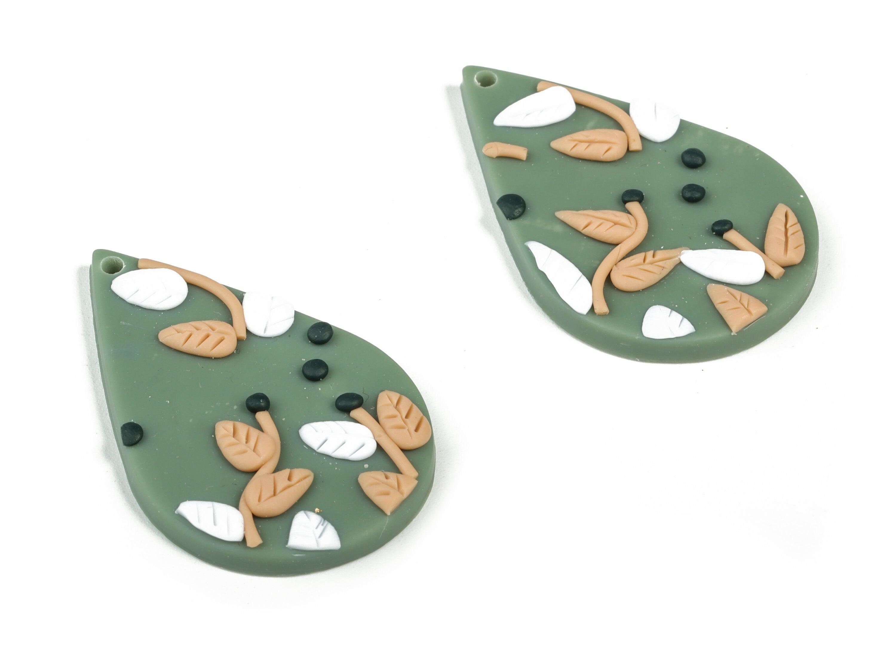 PolymerClay Drop Flower Earring Charms - PolymerClay Drop Flower Pandant - Earring Findings - Jewelry Handmade - 39.98x26.23x3.73mm - PC2272 - DOMEDBAZAAR