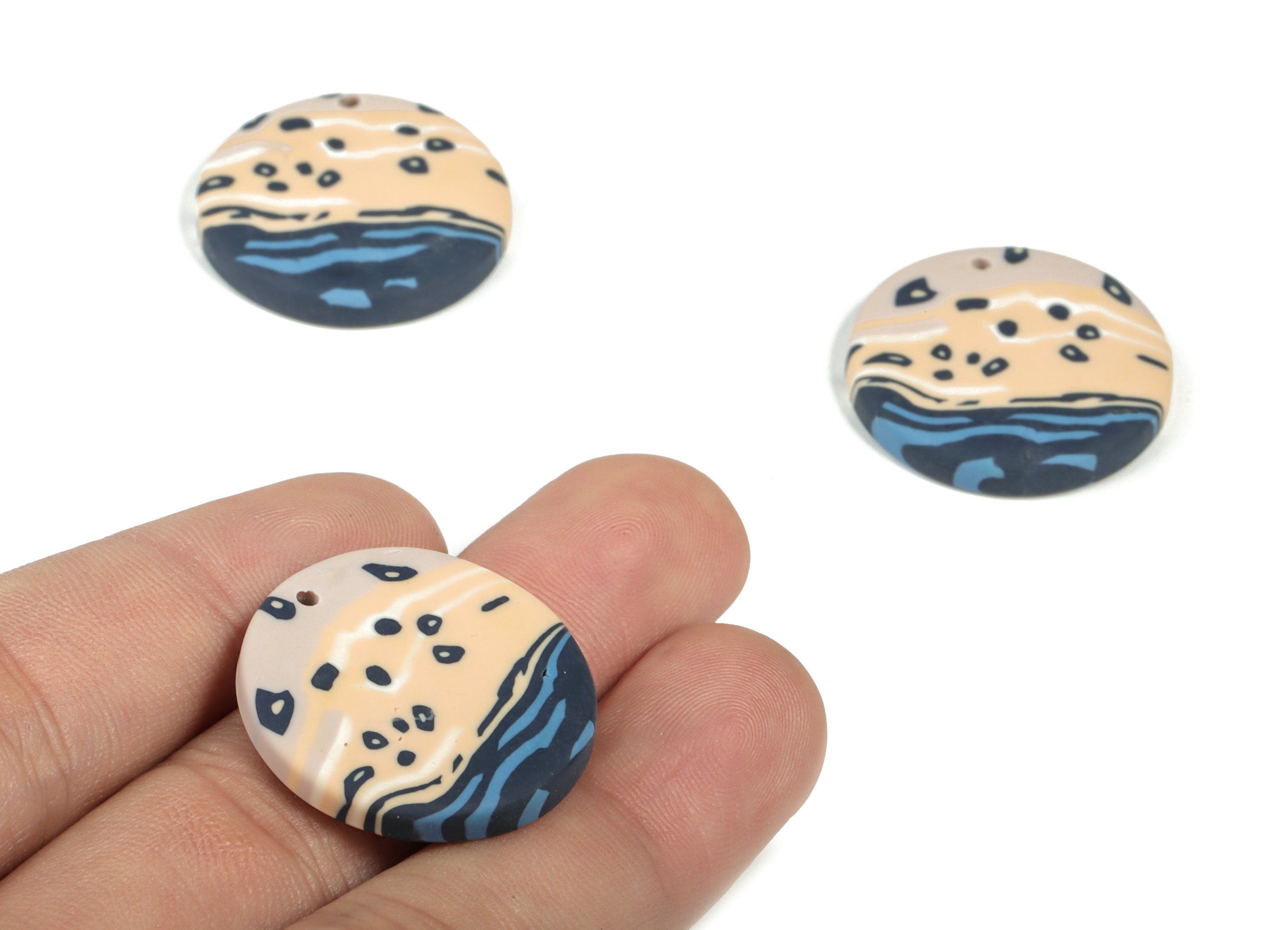 PolymerClay Round Earring Charms - PolymerClay Circle Pandant - Earring Findings - Jewelry Handmade - 25.77x25.63x3.58mm - PC2265C - DOMEDBAZAAR