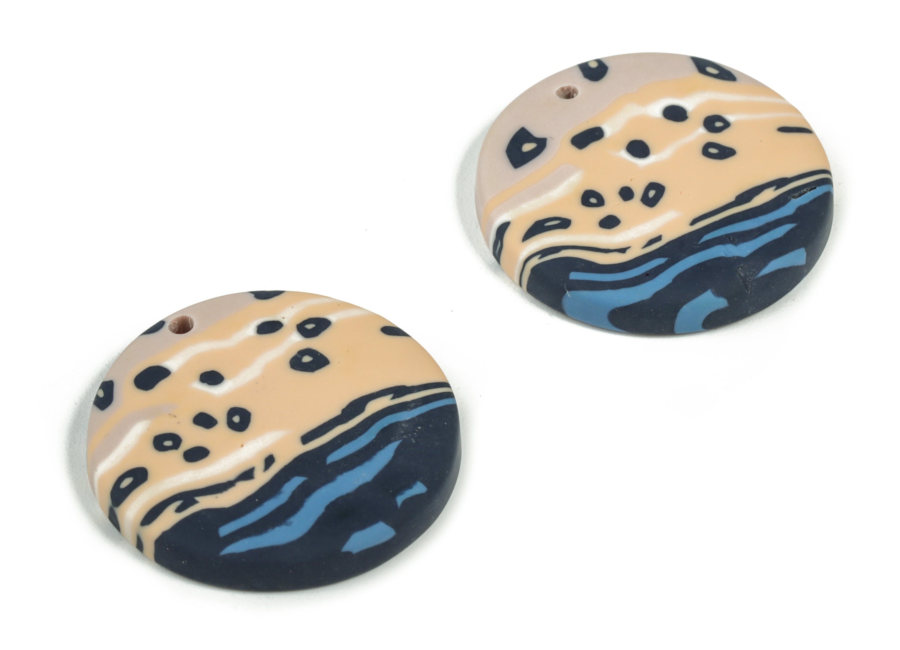 PolymerClay Round Earring Charms - PolymerClay Circle Pandant - Earring Findings - Jewelry Handmade - 25.77x25.63x3.58mm - PC2265C - DOMEDBAZAAR