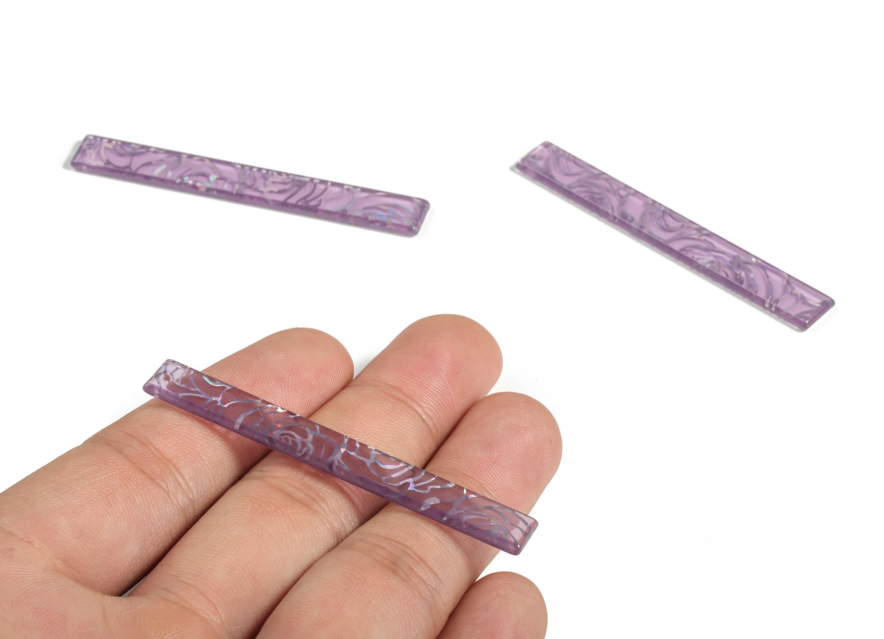 Acrylic Long Stick Charms - Acrylic Bar Pendant - Earring Findings  - Jewelry Supplies - Color Code: A586 - 59.88x7.83x2.63mm - AC1049-A586 - DOMEDBAZAAR