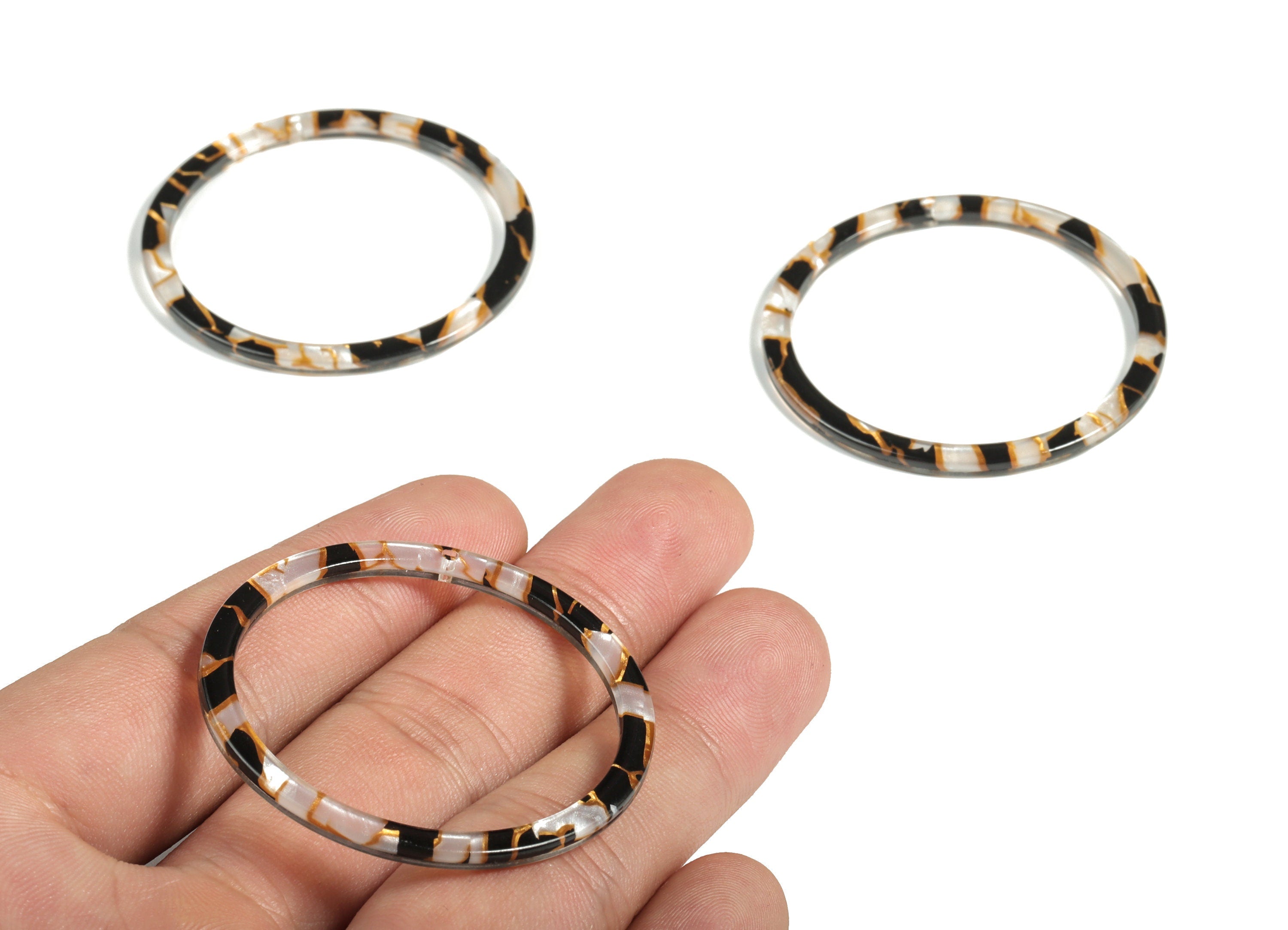Acetate Circle Charms - Circle Earrings and Pendant - Earring Findings - 1 Hole - Color Code: A265 - 44.52x44.52x2.47mm - AC1126-A403 - DOMEDBAZAAR