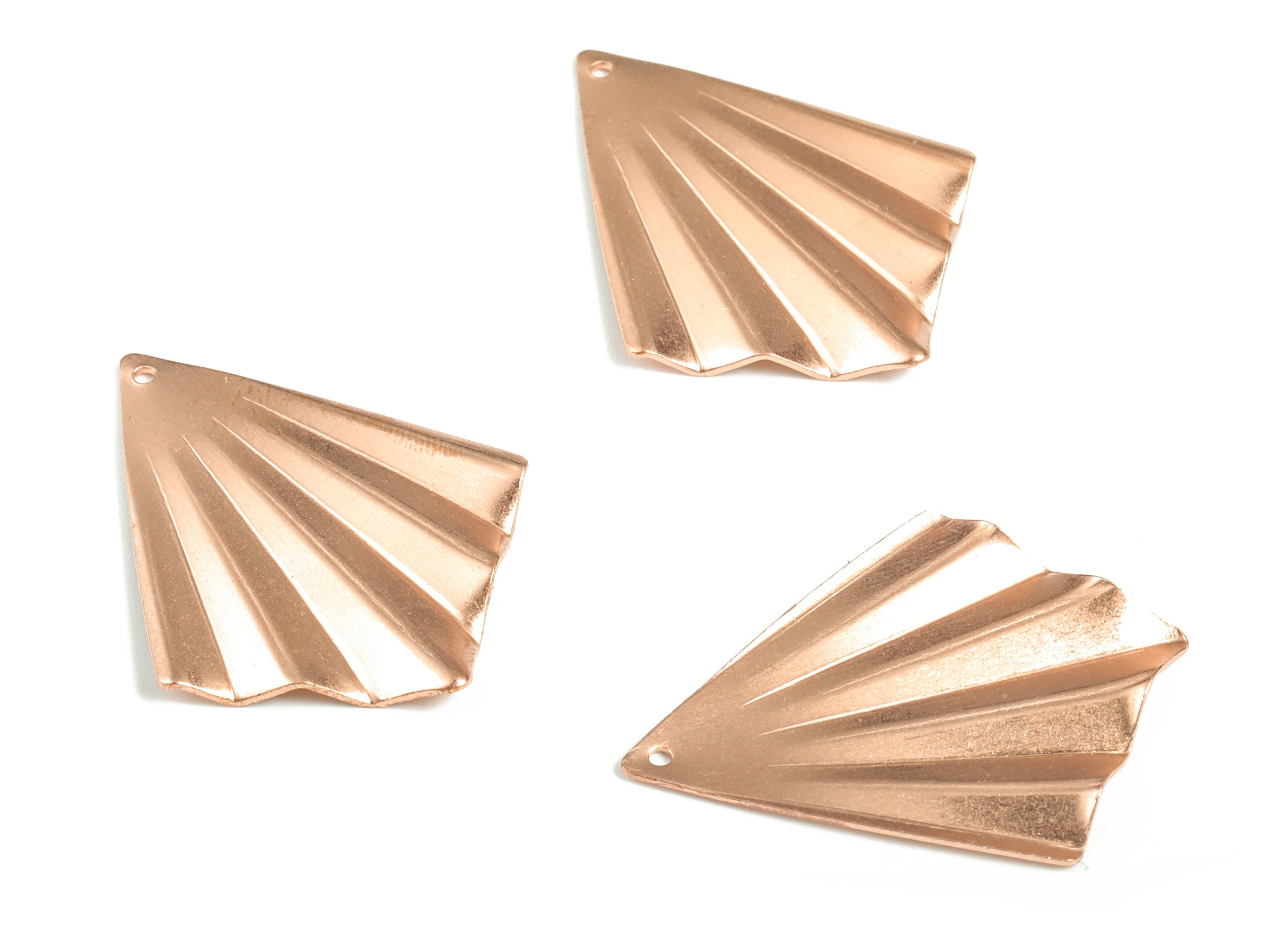 Raw Copper Fan Earring Charm - Raw Copper Fan Pendant  - Earring Findings - Jewelry Making Supplies - 34.95x27.23x1.70mm - PP3852 - DOMEDBAZAAR