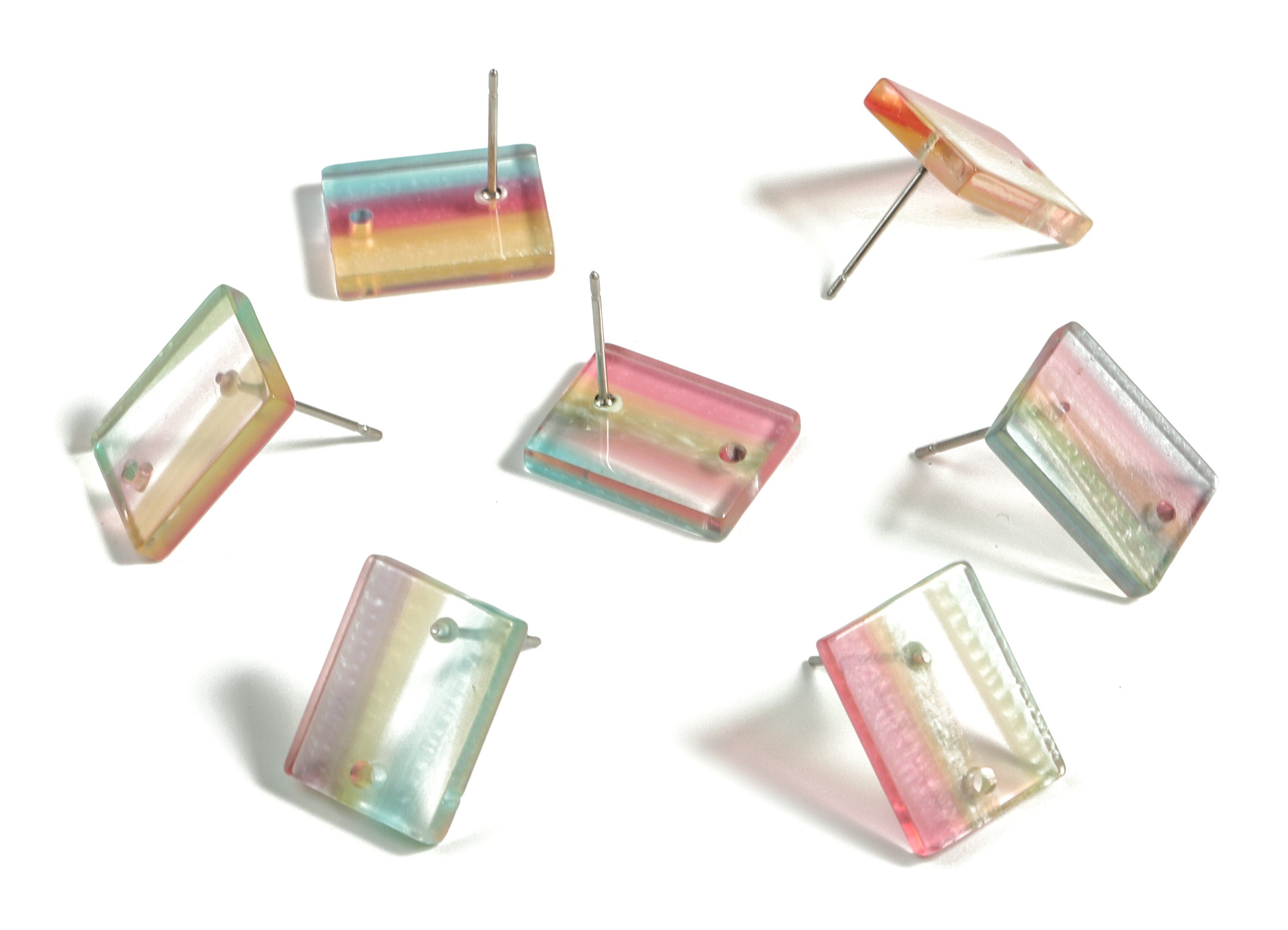 Acetate Rectangle Earring Stud - Rectangle Earring Post - Surgical Stud - Jewelry Supplies - Color Code: A525 - 15.5x11.8x2mm - AC1663-A553 - DOMEDBAZAAR