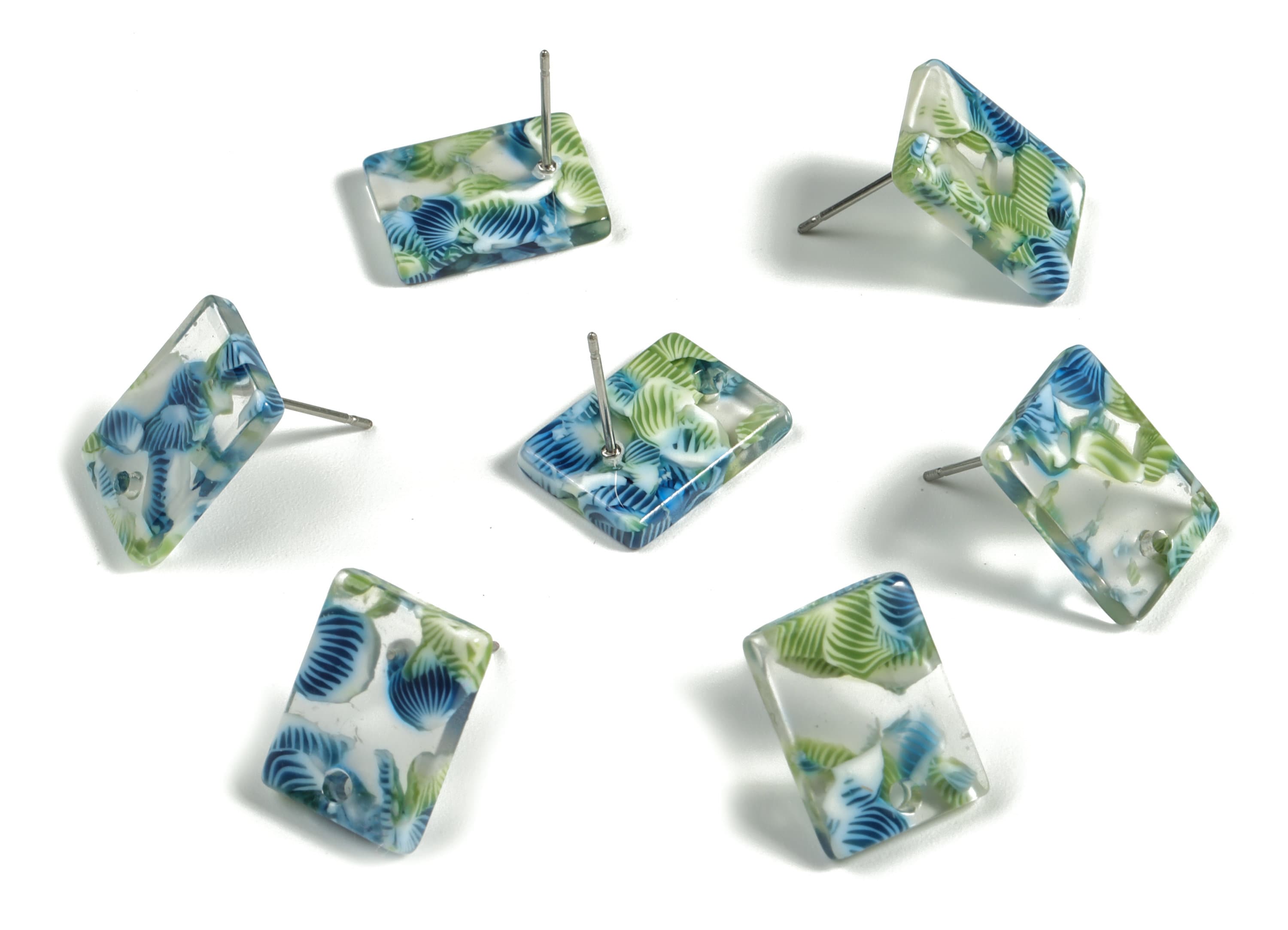 Acetate Rectangle Earring Stud - Rectangle Earring Post - Surgical Stud - Jewelry Supplies - Color Code: A525 - 15.5x11.8x2mm - AC1663-A592 - DOMEDBAZAAR