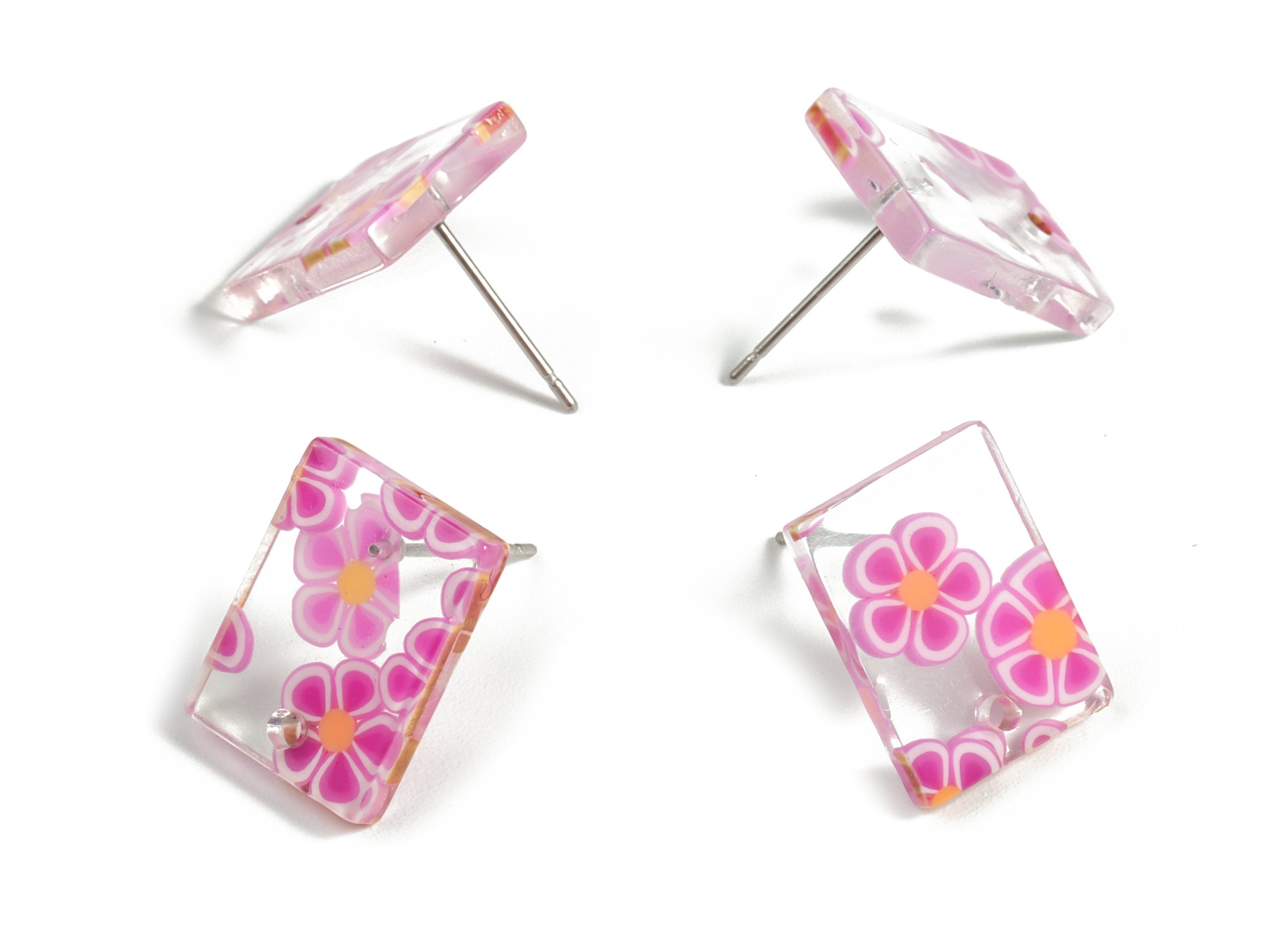 Acetate Rectangle Earring Stud - Rectangle Earring Post - Surgical Stud - Jewelry Supplies - Color Code: A525 - 15.5x11.8x2mm - AC1663-A590 - DOMEDBAZAAR