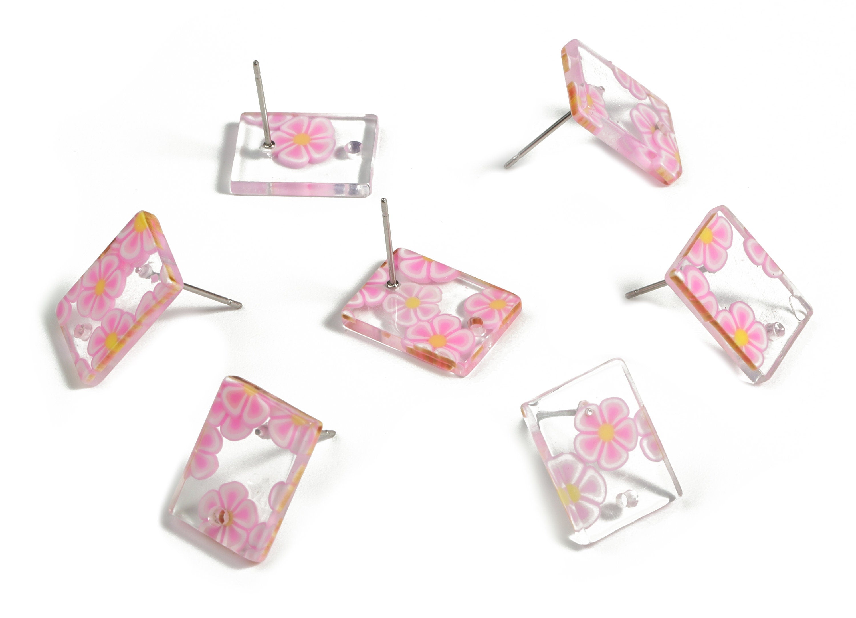 Acetate Rectangle Earring Stud - Rectangle Earring Post - Surgical Stud - Jewelry Supplies - Color Code: A525 - 15.5x11.8x2mm - AC1663-A589 - DOMEDBAZAAR