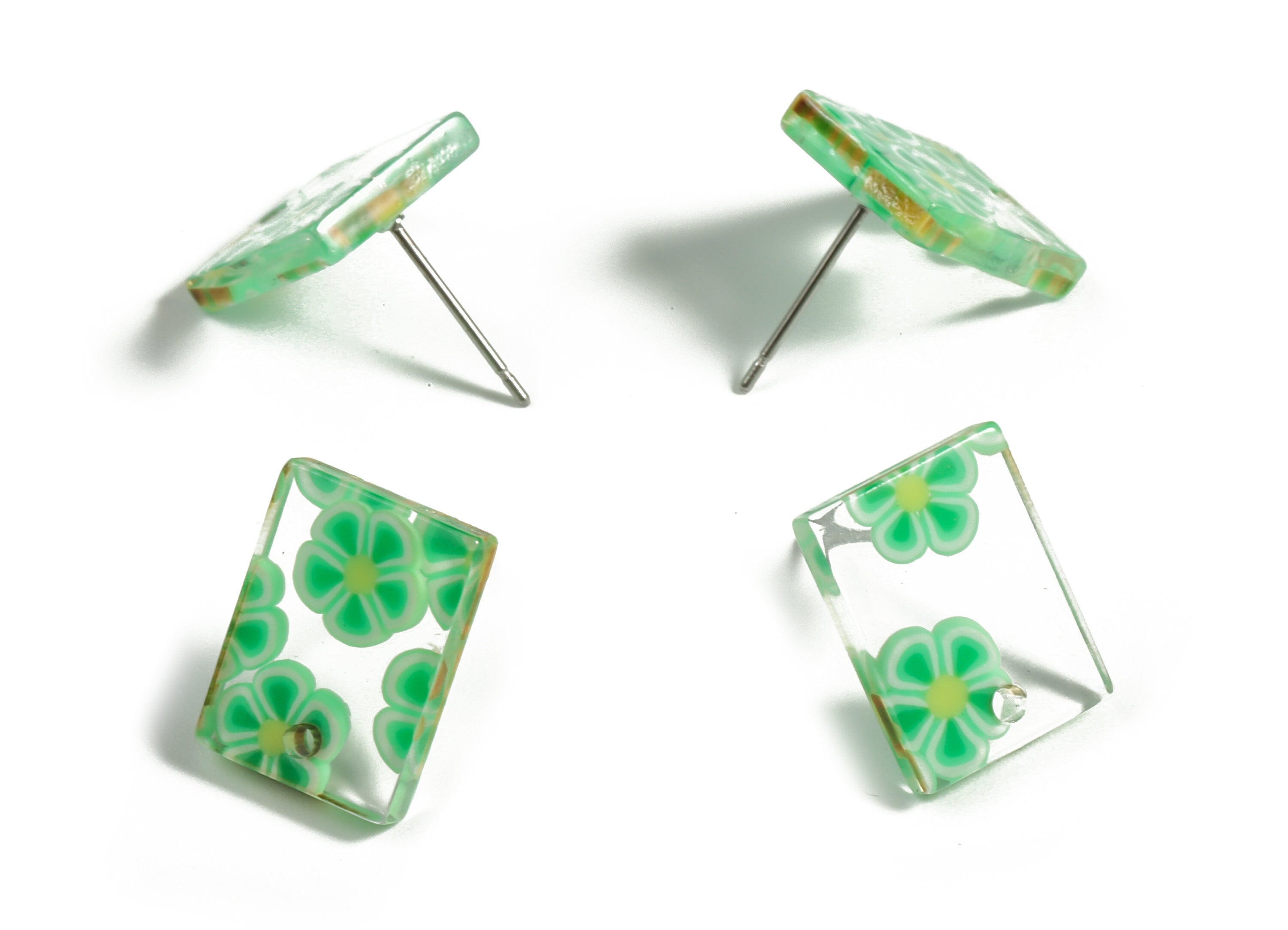Acetate Rectangle Earring Stud - Rectangle Earring Post - Surgical Stud - Jewelry Supplies - Color Code: A525 - 15.5x11.8x2mm - AC1663-A588 - DOMEDBAZAAR