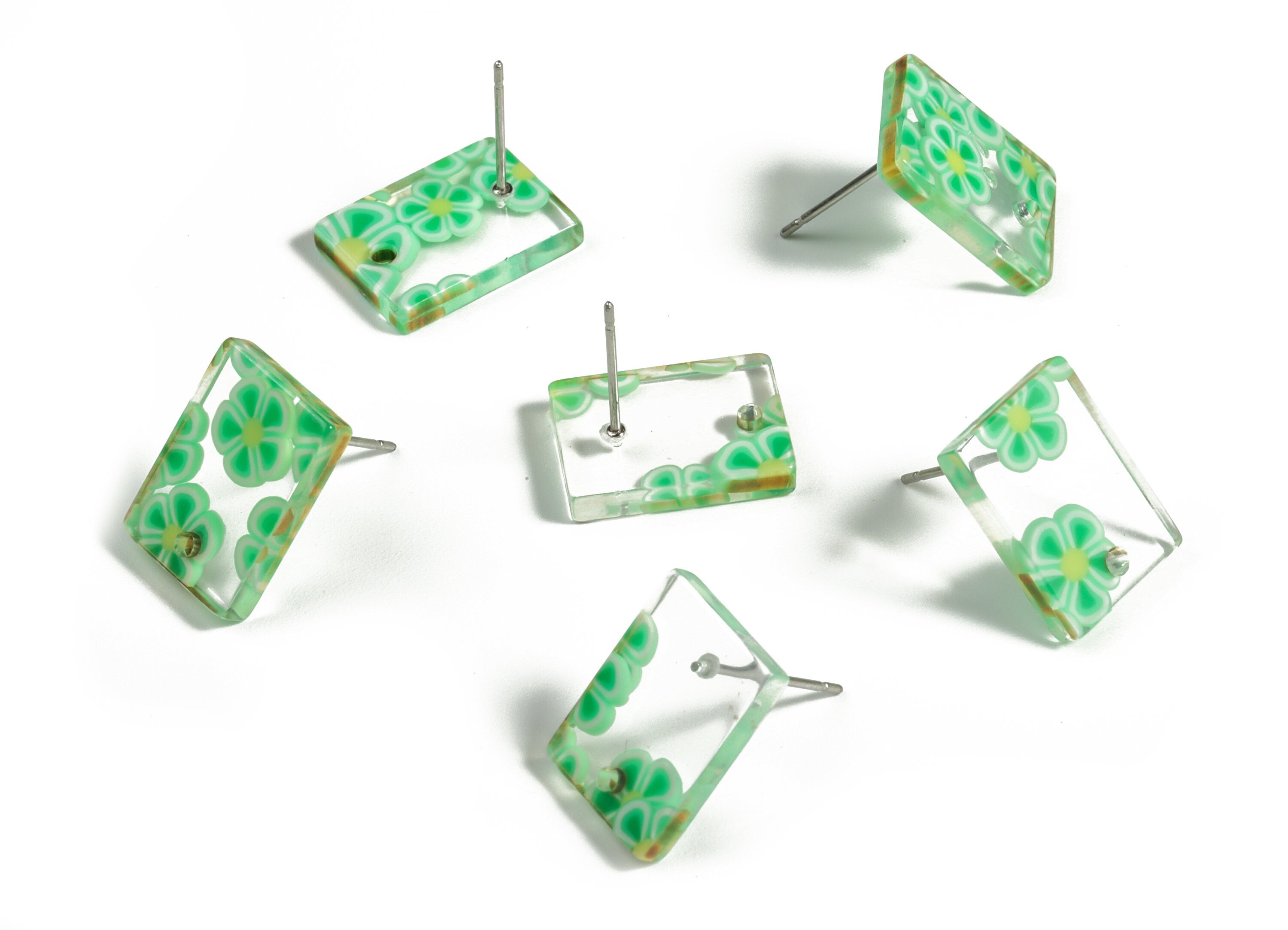 Acetate Rectangle Earring Stud - Rectangle Earring Post - Surgical Stud - Jewelry Supplies - Color Code: A525 - 15.5x11.8x2mm - AC1663-A588 - DOMEDBAZAAR