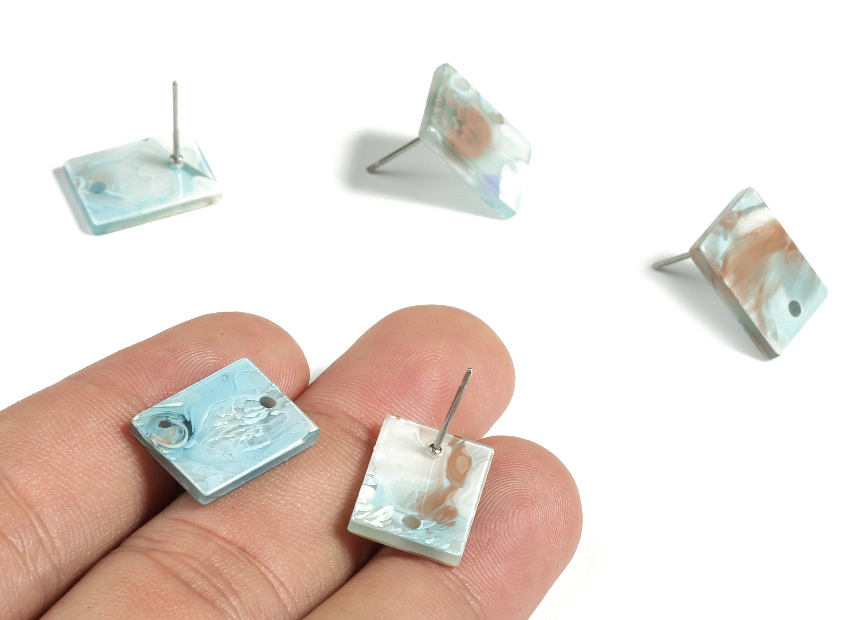 Acetate Rectangle Earring Stud - Rectangle Earring Post - Surgical Stud - Jewelry Supplies - Color Code: A525 - 15.5x11.8x2mm - AC1663-A585 - DOMEDBAZAAR