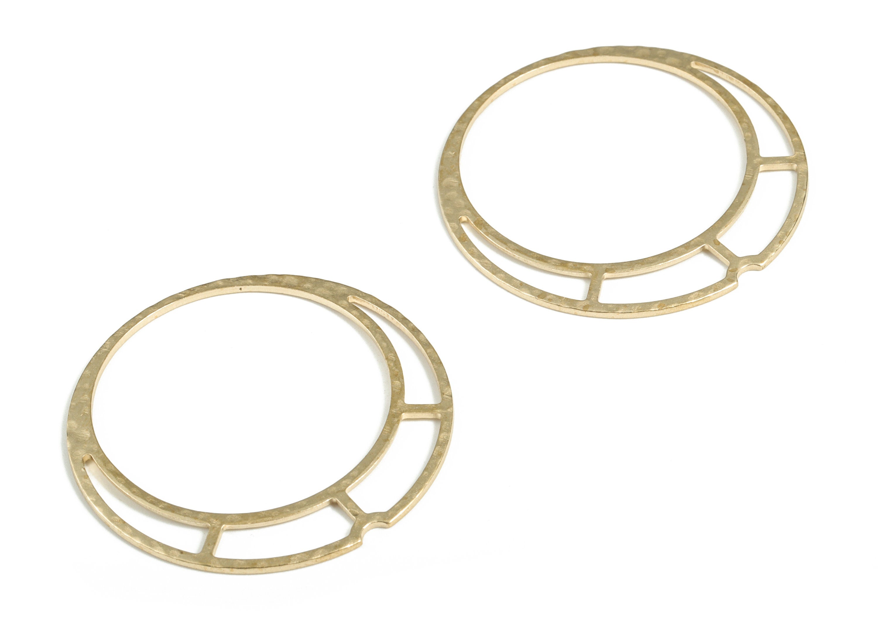 Brass Hammered Circle Earring Charms - Raw Brass Round Pendant - Earring Findings - Jewelry Making Supplies - 38.53x38.53x0.94mm - PP3898 - DOMEDBAZAAR