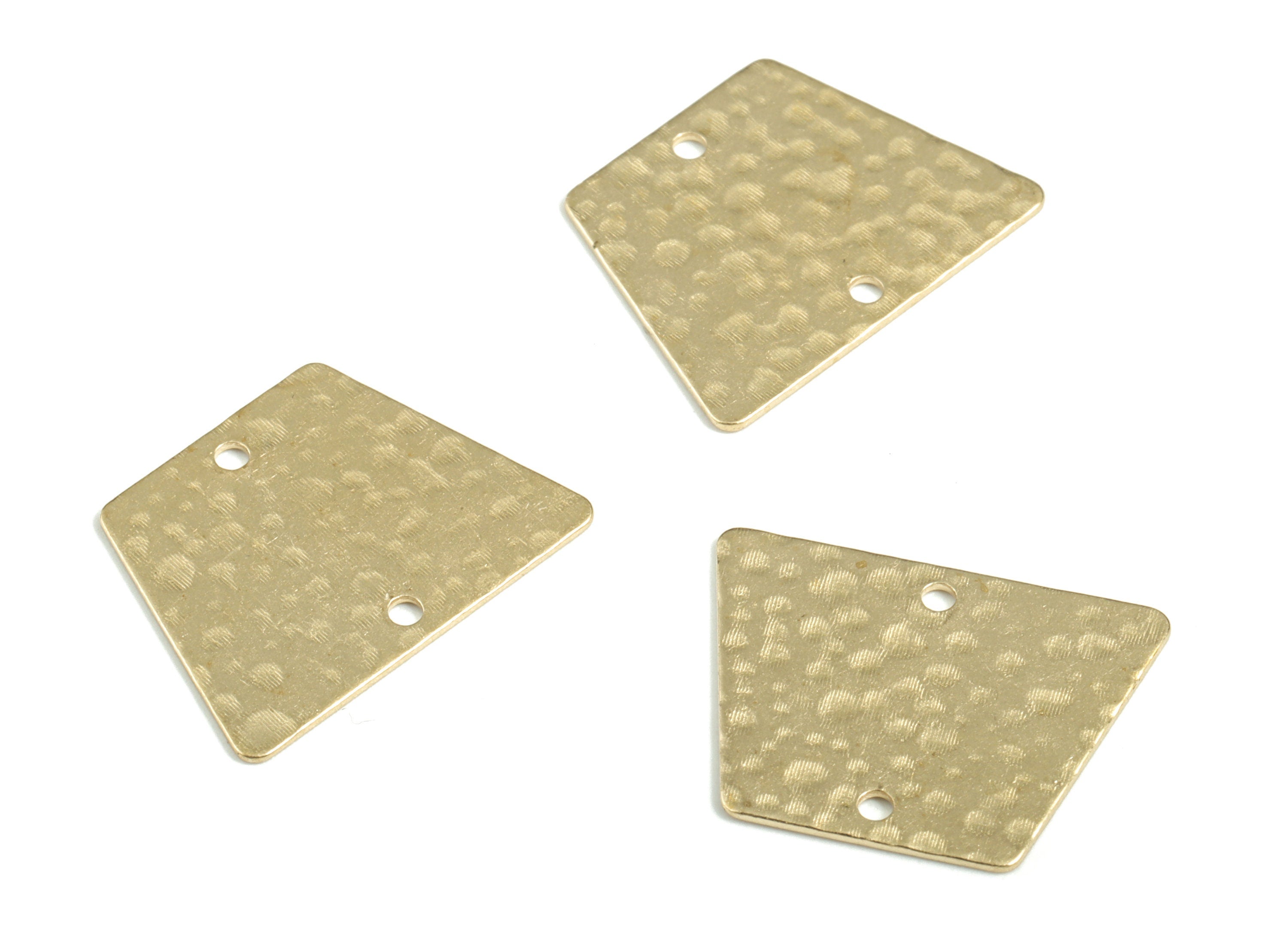 Brass Hammered Trapezoid Earring Connector - Raw Brass Trapezoid Charms - Jewelry Making Supplies - 19.96x15.03x0.61mm - PP3881 - DOMEDBAZAAR