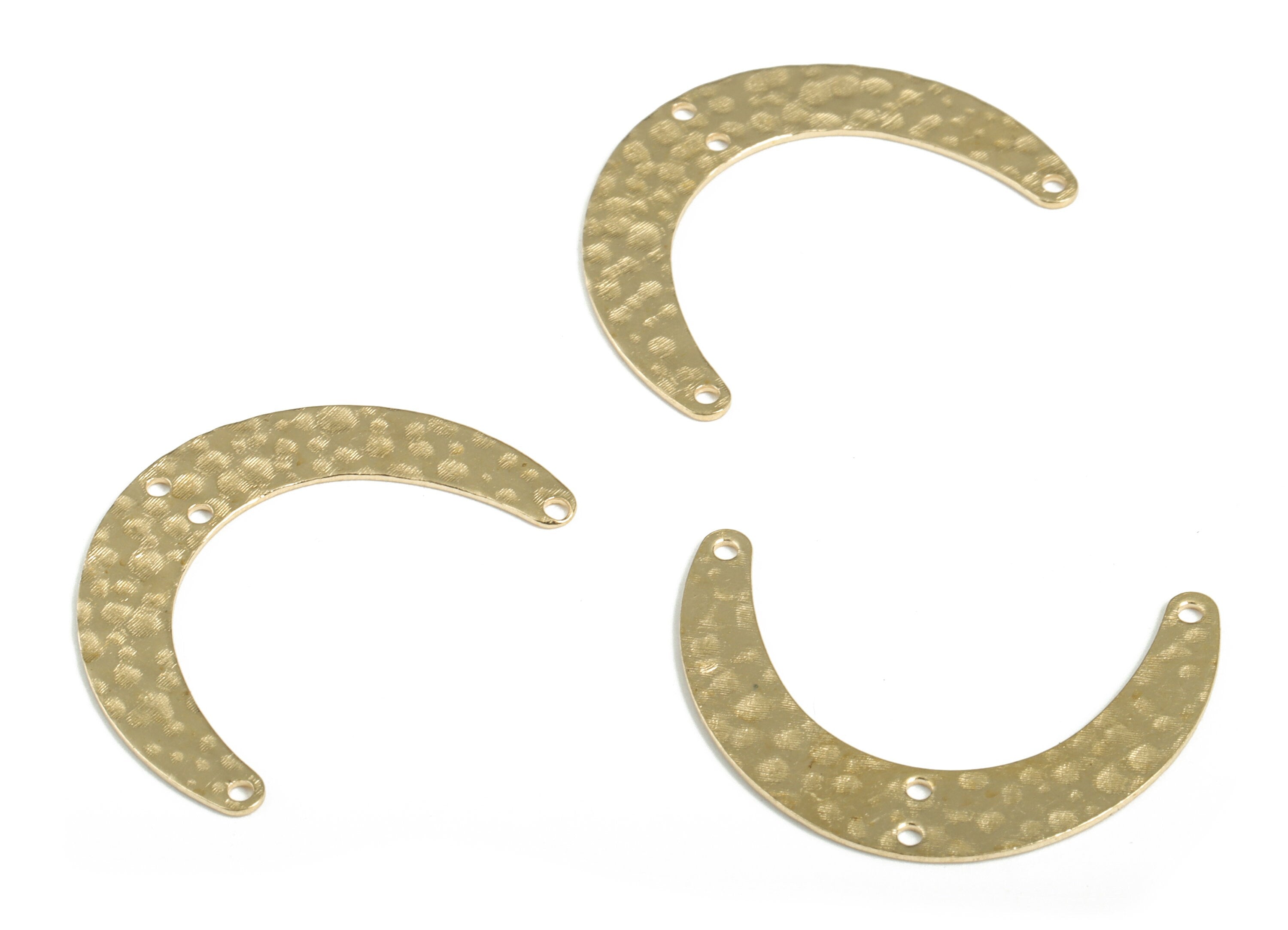 Brass Hammered U Earring Connector - Raw Brass U Earring Charms - 4 Holes - Jewelry Making Supplies - 28.49x19.64x0.57mm - PP3867 - DOMEDBAZAAR