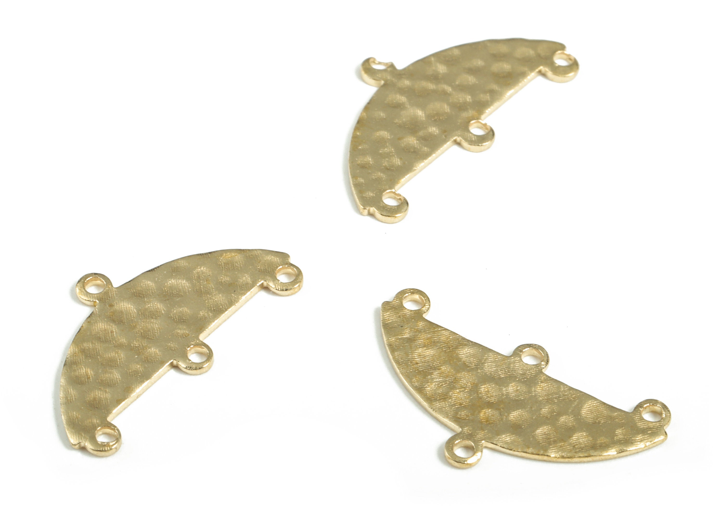 Brass Hammered Semi circle Earring Connector - Raw Brass Half Moon Earring Charms - Jewelry Making Supplies - 21.3x11.48x0.75mm - PP3872 - DOMEDBAZAAR