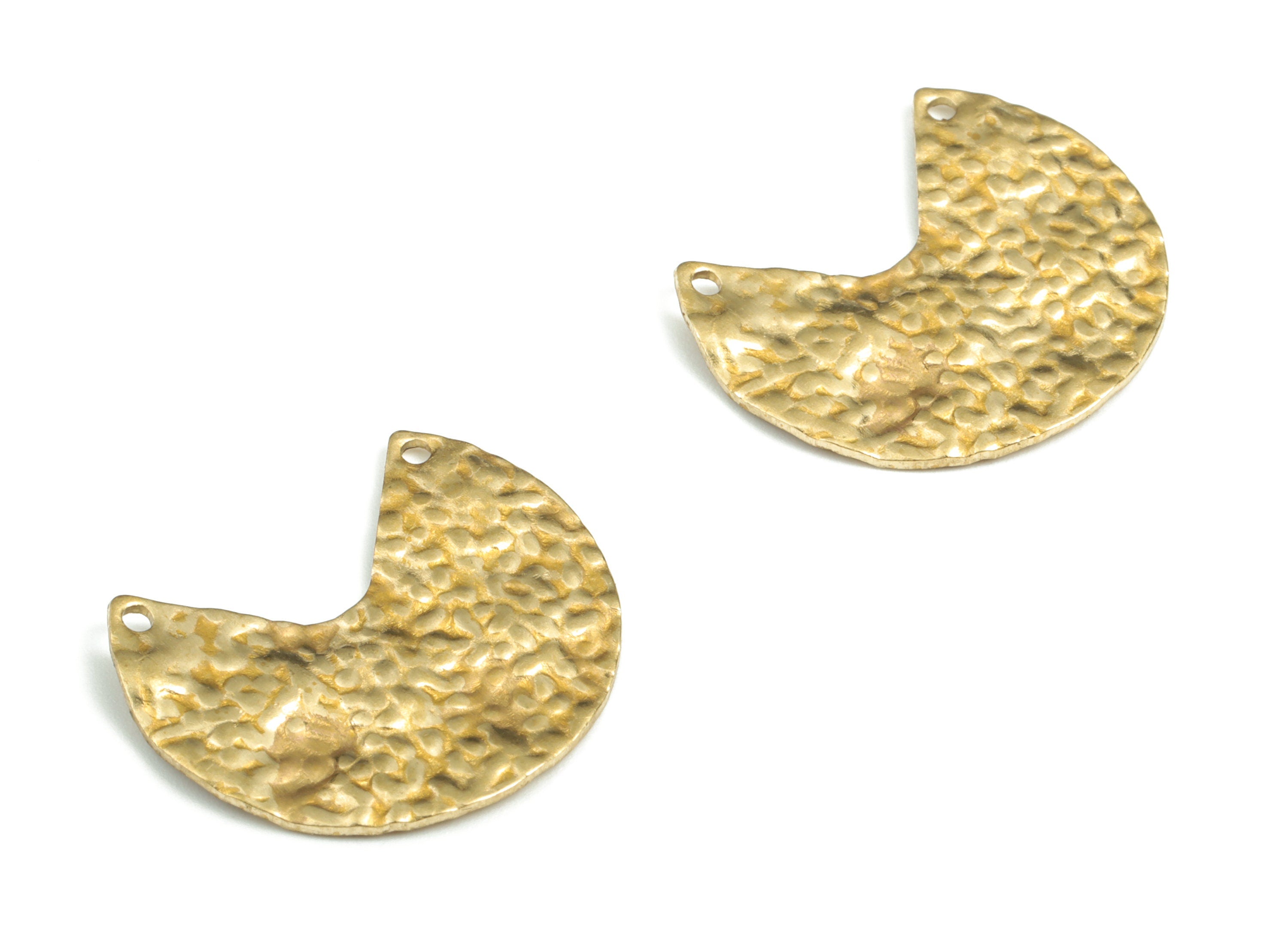 Brass Textured Sector of Circle Earring Charms – Geometric Brass Earring Connector – Jewelry Supplies - 24.99x20.84x1.32mm - PP3954 - DOMEDBAZAAR