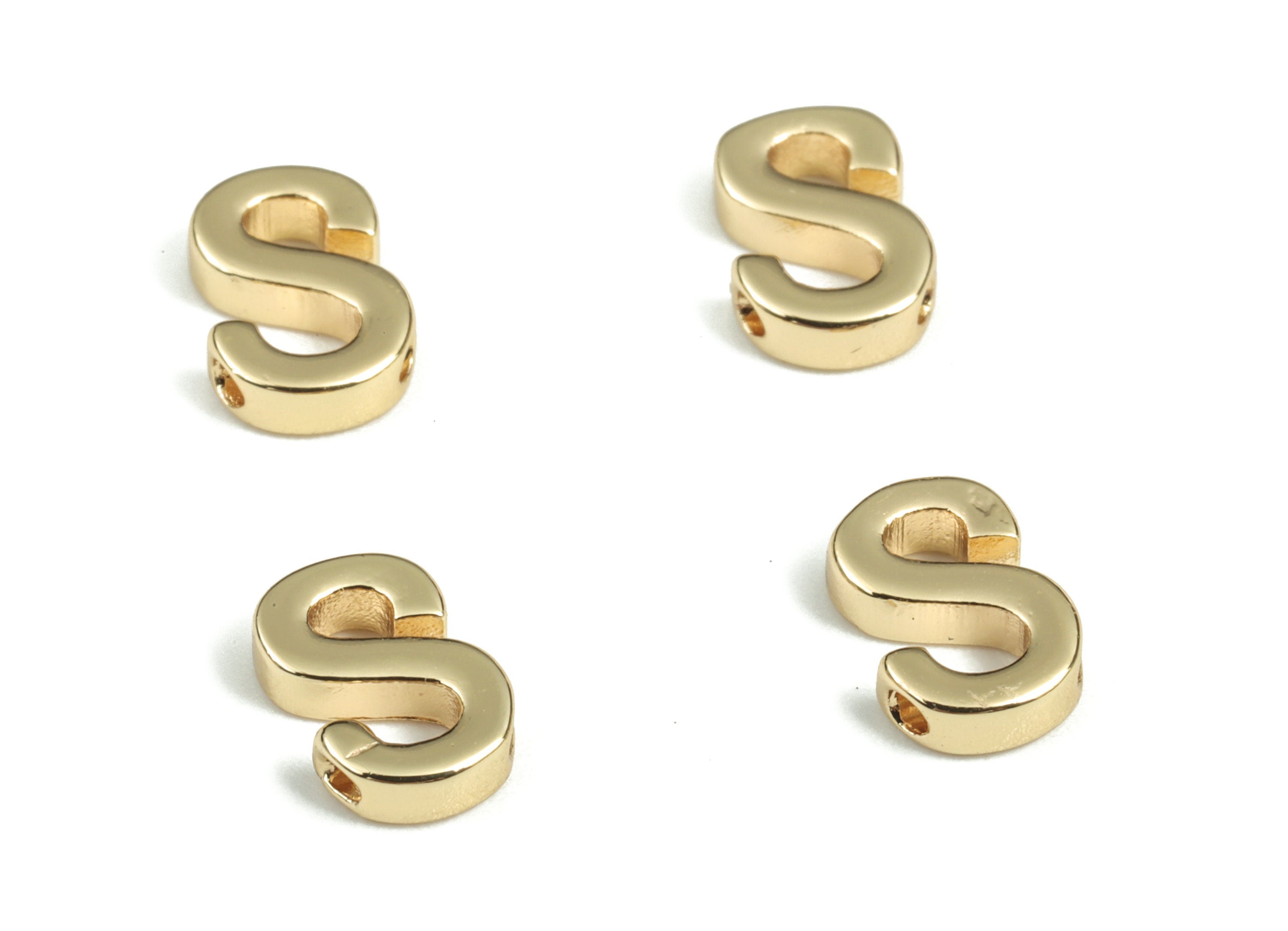 Brass Capital Letter S Charm – Bracelet Initial Beads – Necklace Charms – 18k Real Gold Plated Alphabet Beads–89.04x5.45x2.04mm – RGP2854S - DOMEDBAZAAR