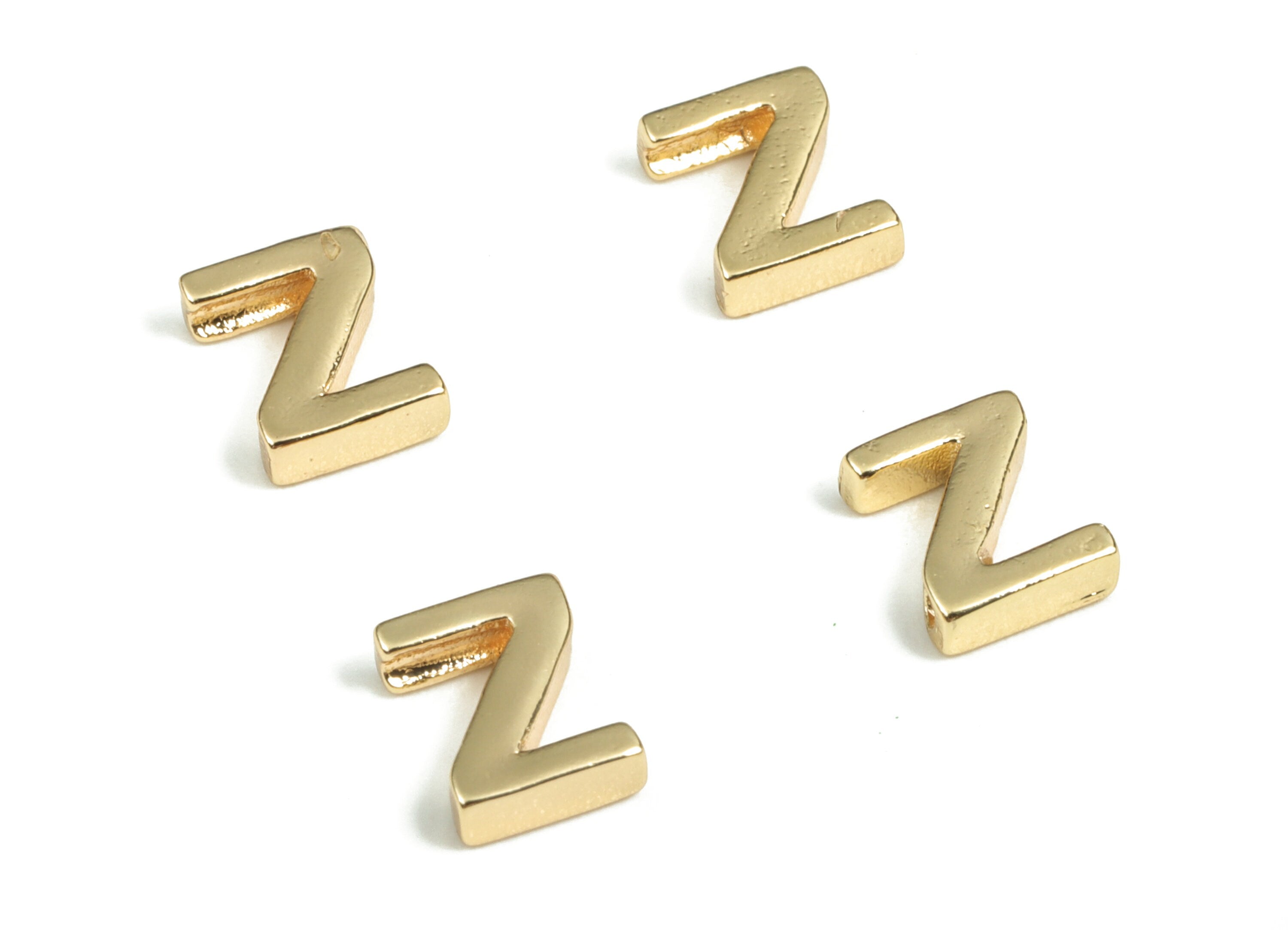 Brass Capital Letter Z Charm – Bracelet Initial Beads –Necklace Charms – 18k Real Gold Plated Alphabet Beads – 7.5x5.78x2.01mm – RGP2854Z - DOMEDBAZAAR