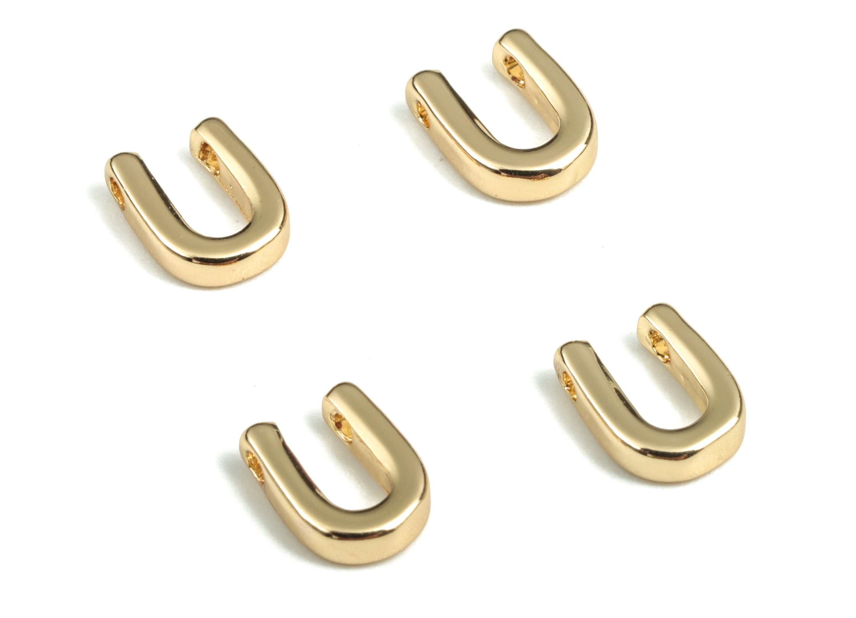 Brass Capital Letter U Charm – Bracelet Initial Beads – Brass Necklace Charms – 18k Real Gold Plated Alphabet –7.7x5.94x1.96mm – RGP2854U - DOMEDBAZAAR