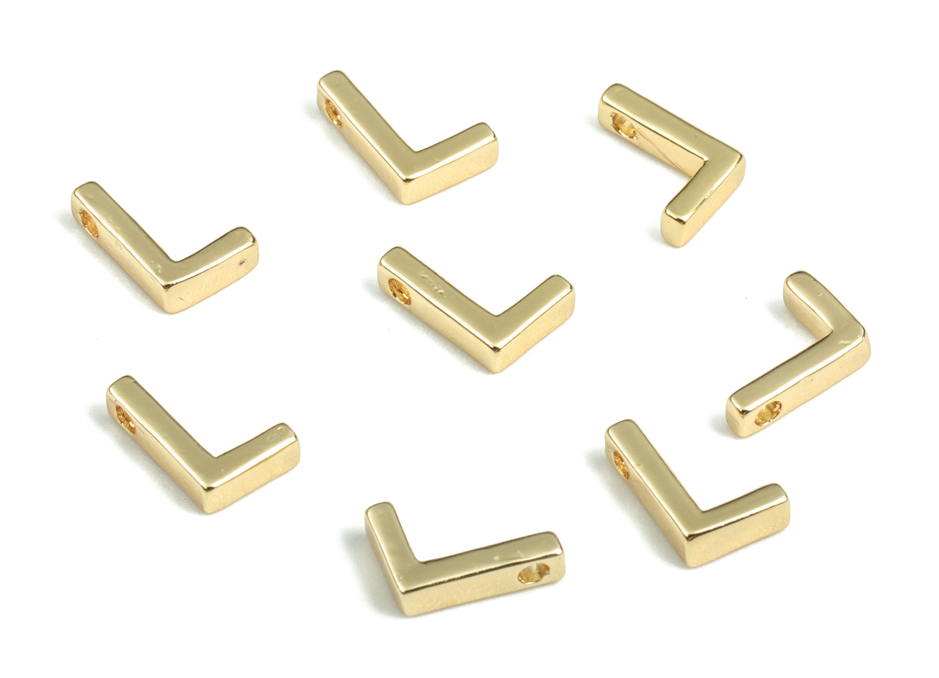 Brass Capital Letter L Charm – Bracelet Initial Beads – Brass Necklace Charms – 18k Gold Plated Alphabet Beads–7.28x5.06x1.9mm – RGP2854L - DOMEDBAZAAR