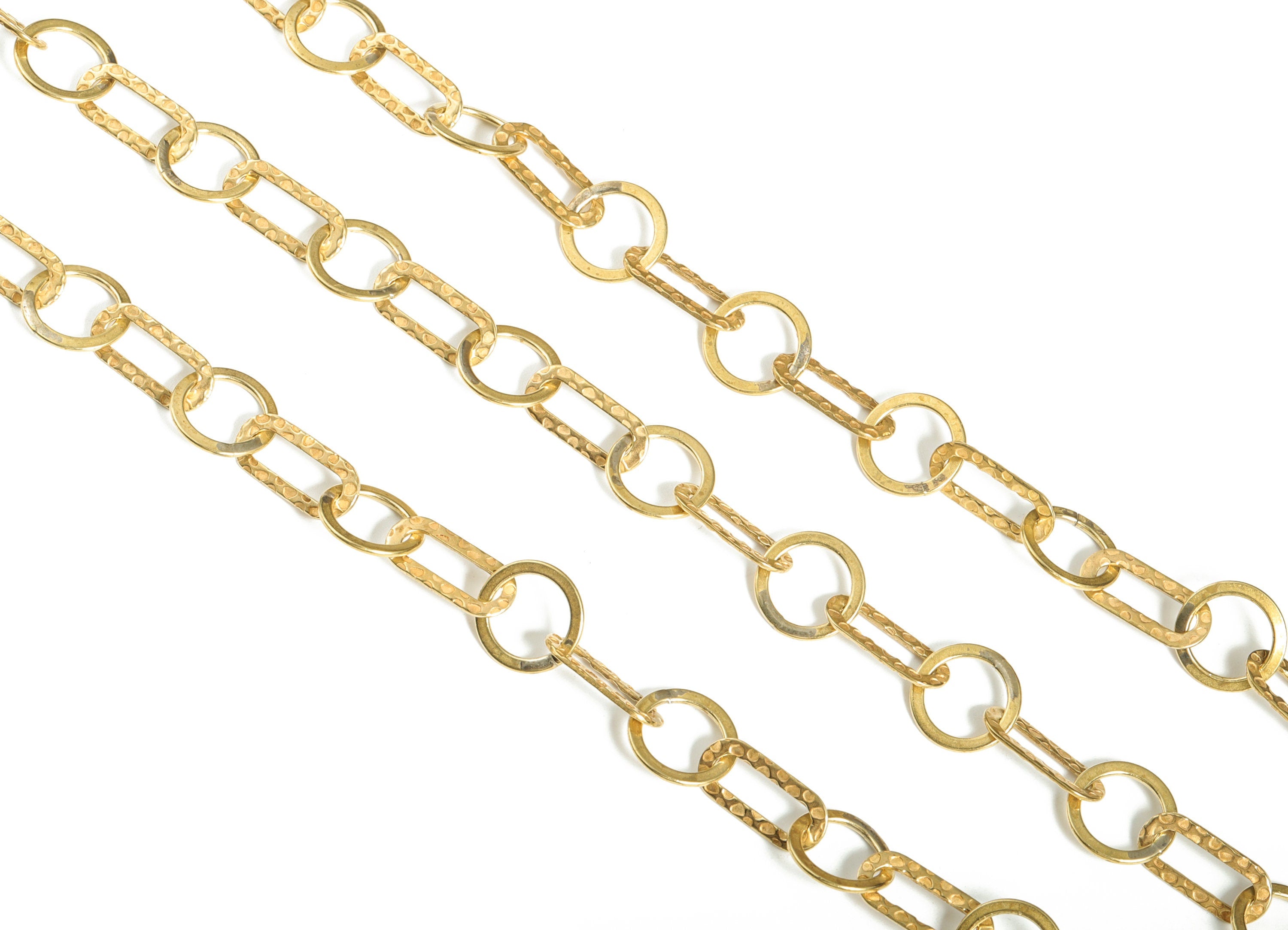 Oval Rectangle Cable Chain - Raw Brass Hammered Cable Chain - Flat Round Chain - For Necklace Bracelet 0.55&quot;x0.55&quot;x0.05&quot; CC1188 - DOMEDBAZAAR