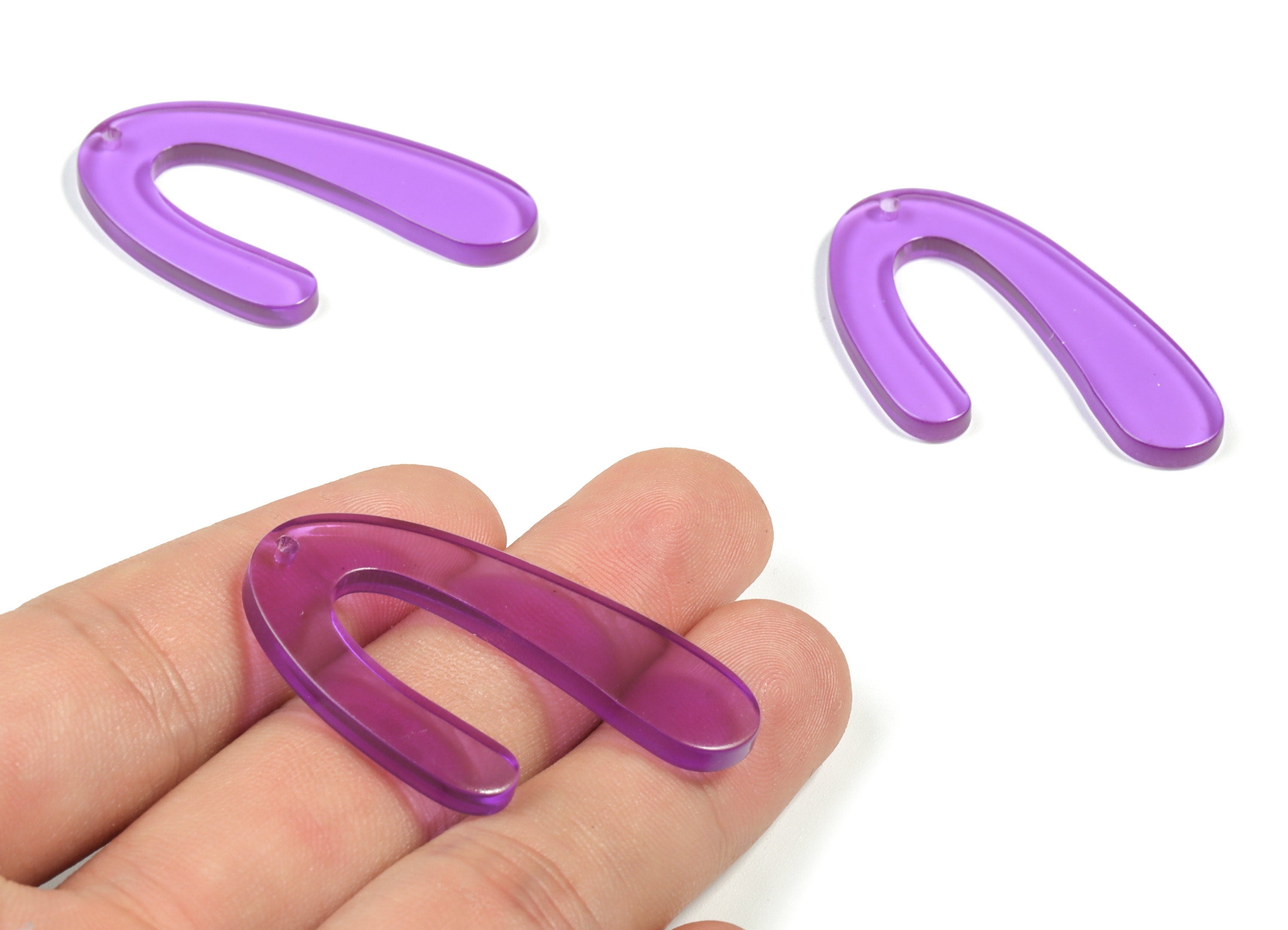 Acrylic U Earring Charm - Acrylic U Pendant - Earring Findings - Jewelry Making Supplies - Color Code: A72 - 44.24x27.06x2.96mm - AC1083-A72 - DOMEDBAZAAR