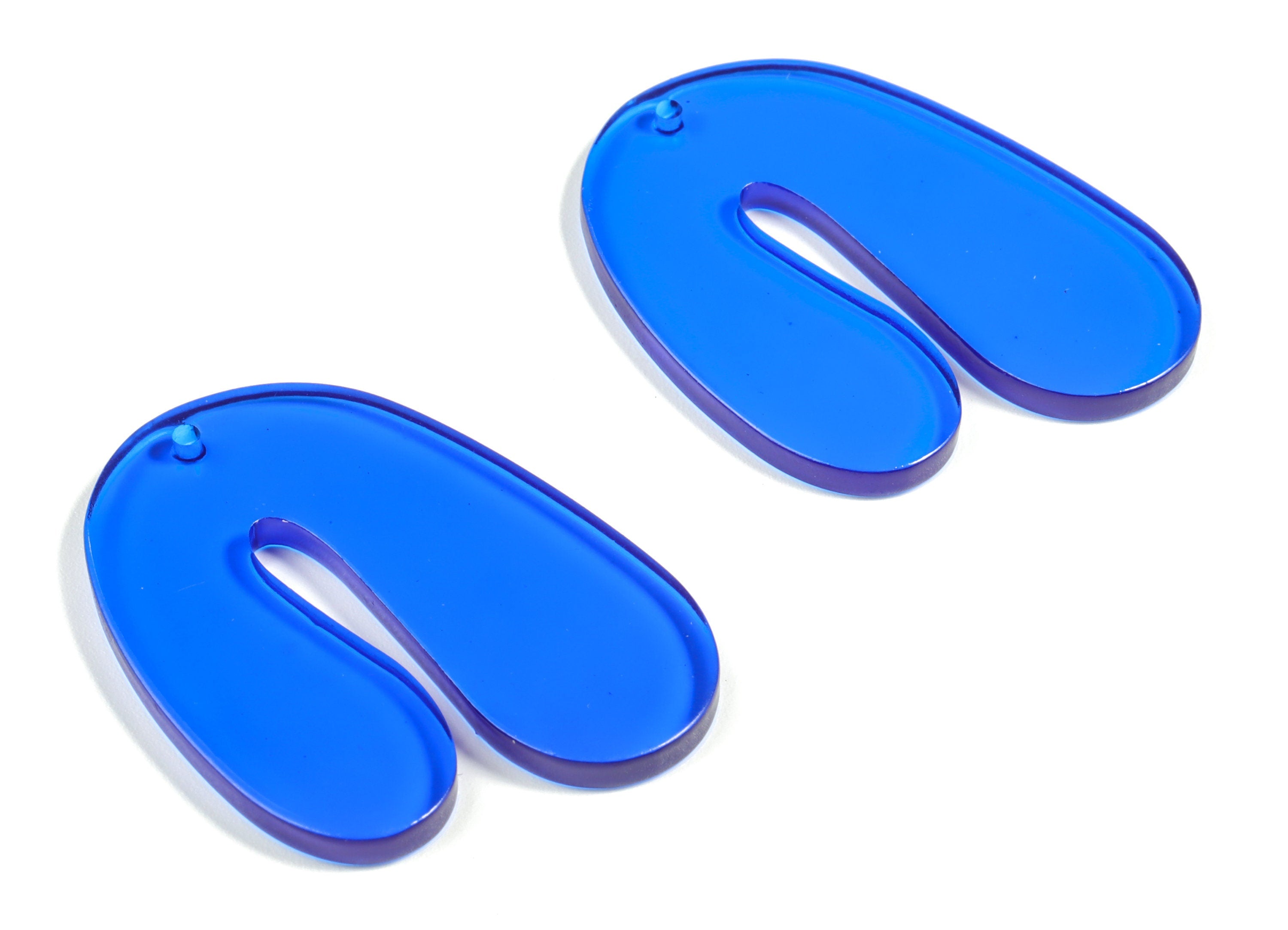 Acrylic U Earring Charms - Blue Acrylic U Pendant - Earring Finding - Jewelry Supplies - Color Code: A70 - 40.64x29.77x2.86mm - AC2088-A70 - DOMEDBAZAAR