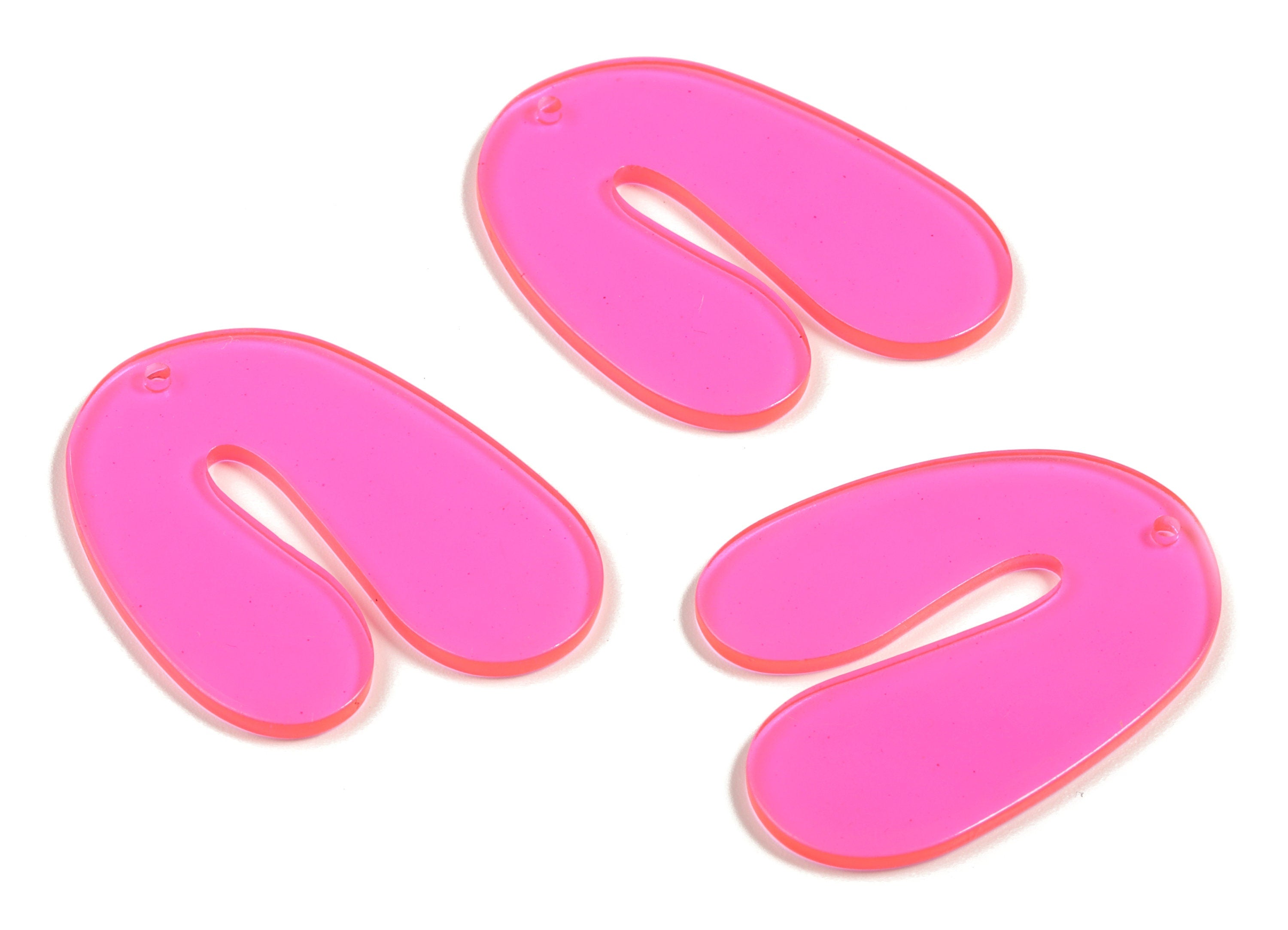 Acrylic U Earring Charms – Pink Acrylic U Pendant - Earring Finding - Jewelry Supplies - Color Code: A295 - 40.45x29.81x2.23mm - AC2088-A295 - DOMEDBAZAAR