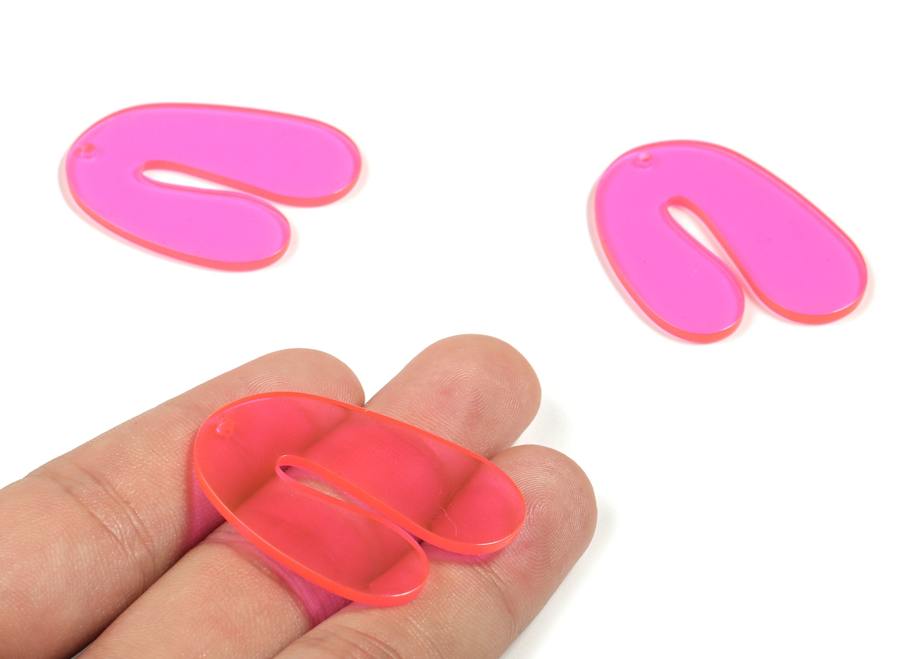 Acrylic U Earring Charms – Pink Acrylic U Pendant - Earring Finding - Jewelry Supplies - Color Code: A295 - 40.45x29.81x2.23mm - AC2088-A295 - DOMEDBAZAAR