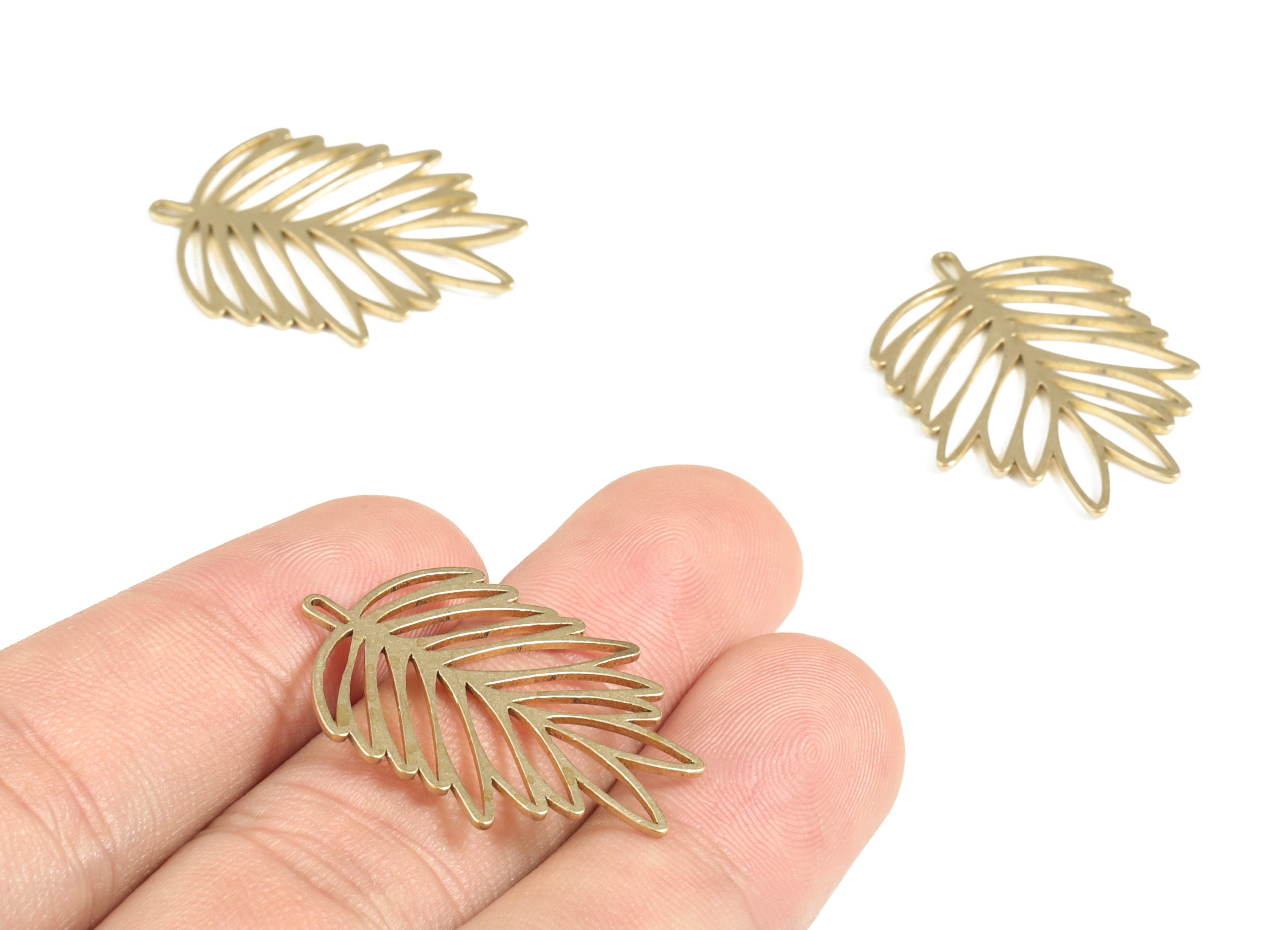 Brass Leaves Earring Charms - Raw Brass Leaves Pendant - Earring Findings - Jewelry Making Supplies - 29.98x22.18x0.82mm - PP3998 - DOMEDBAZAAR