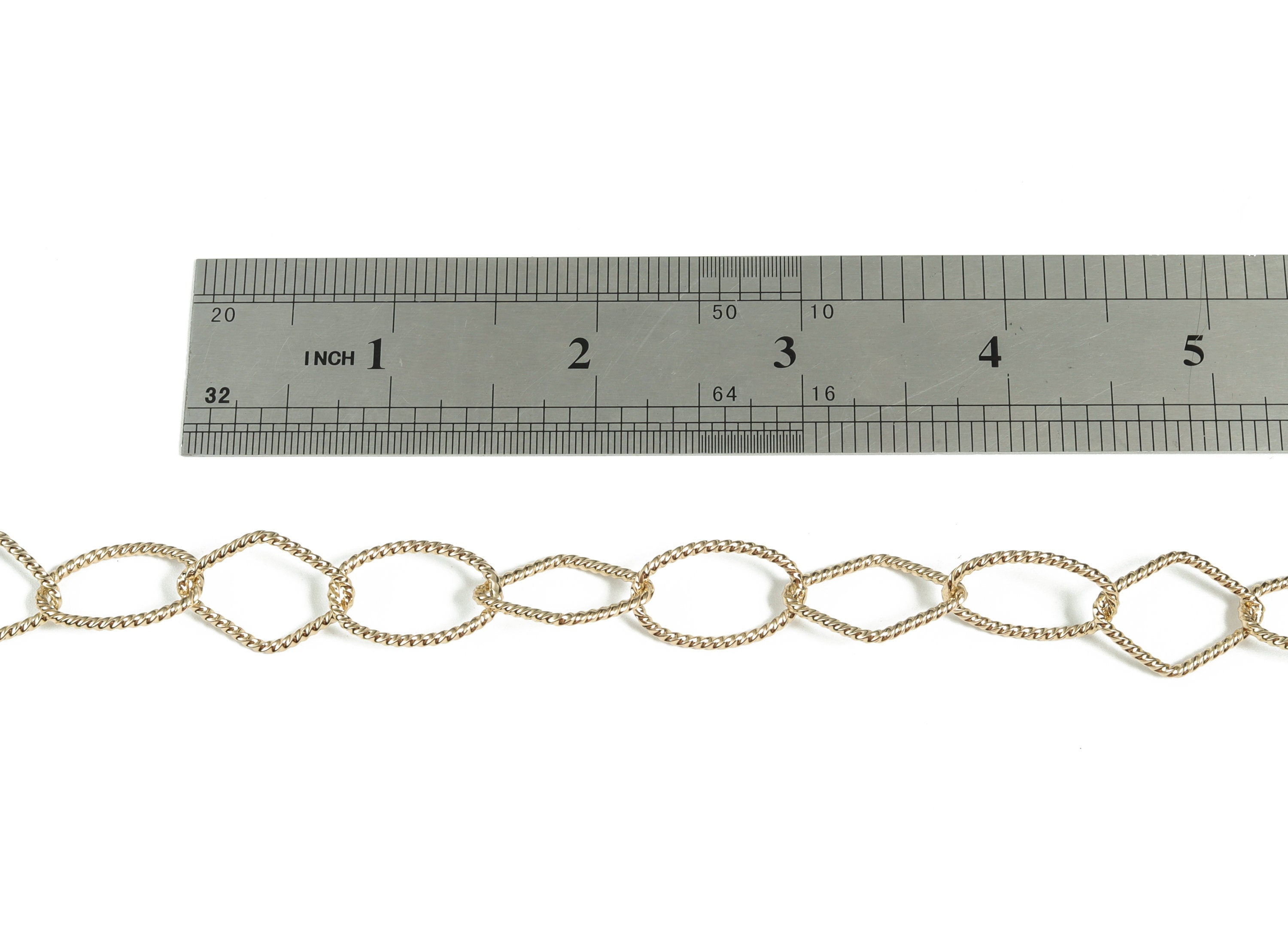 Gold Oval Paper Clip Layering Chain - 14K Real Gold Brass Textured Oval Cable Chain - Large Link Thick Chain 0.84&quot;x0.50&quot;x0.06&quot; RGP2969 - DOMEDBAZAAR
