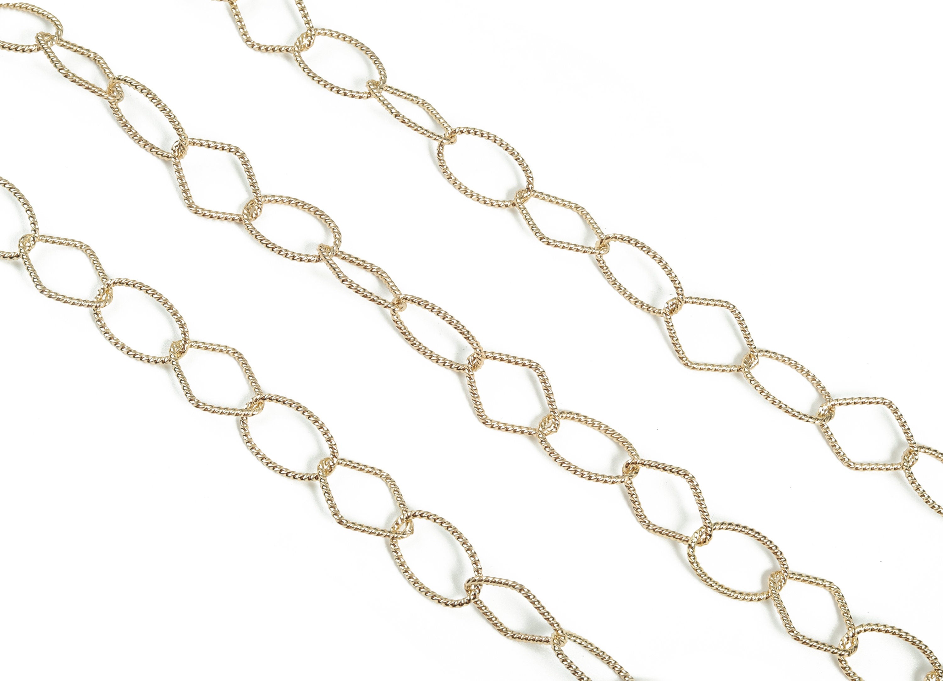 Gold Oval Paper Clip Layering Chain - 14K Real Gold Brass Textured Oval Cable Chain - Large Link Thick Chain 0.84&quot;x0.50&quot;x0.06&quot; RGP2969 - DOMEDBAZAAR
