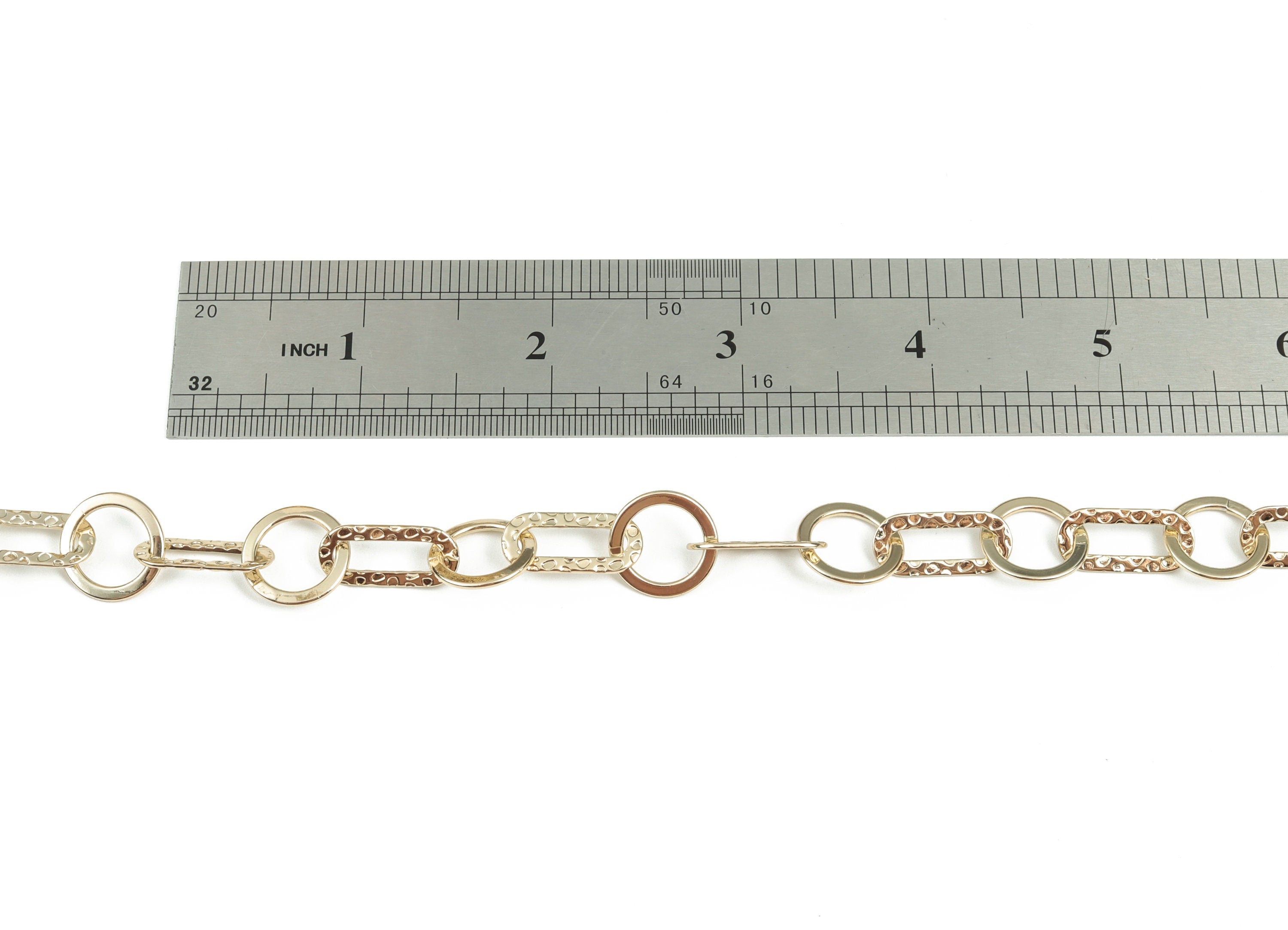 Oval Rectangle Paper Clip Layering Chain-14K Real Gold Brass Flat Oval Link Cable Chain-Hammered Oval Cable Chain-0.55&quot;x0.55&quot;x0.04&quot; RGP2970 - DOMEDBAZAAR