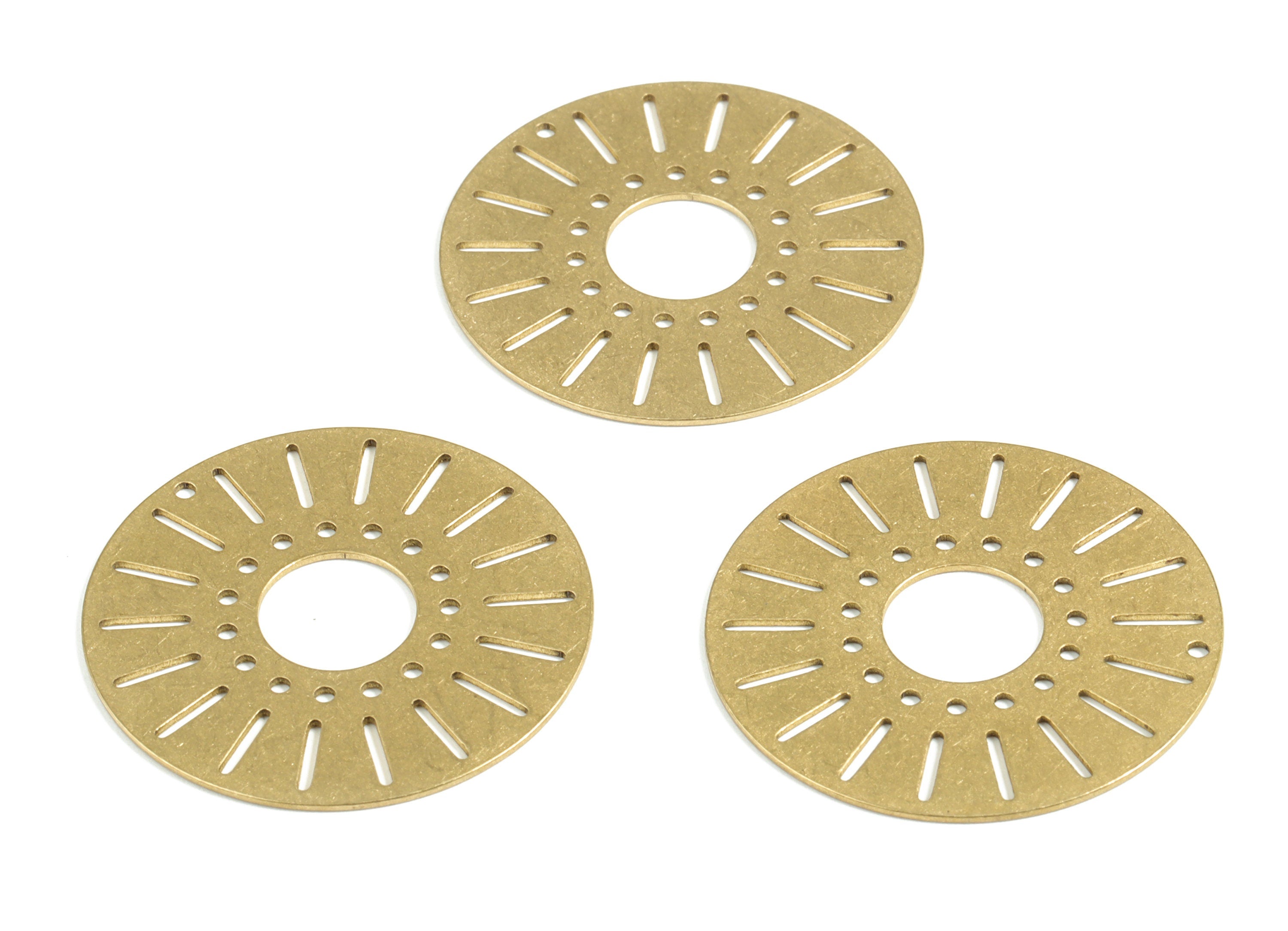 Brass Streaked Round Earring Charms - Raw Brass Circle Streaked Pendant - Earring Findings - Jewelry Supplies - 35.03x35.03x0.68mm - PP3969 - DOMEDBAZAAR