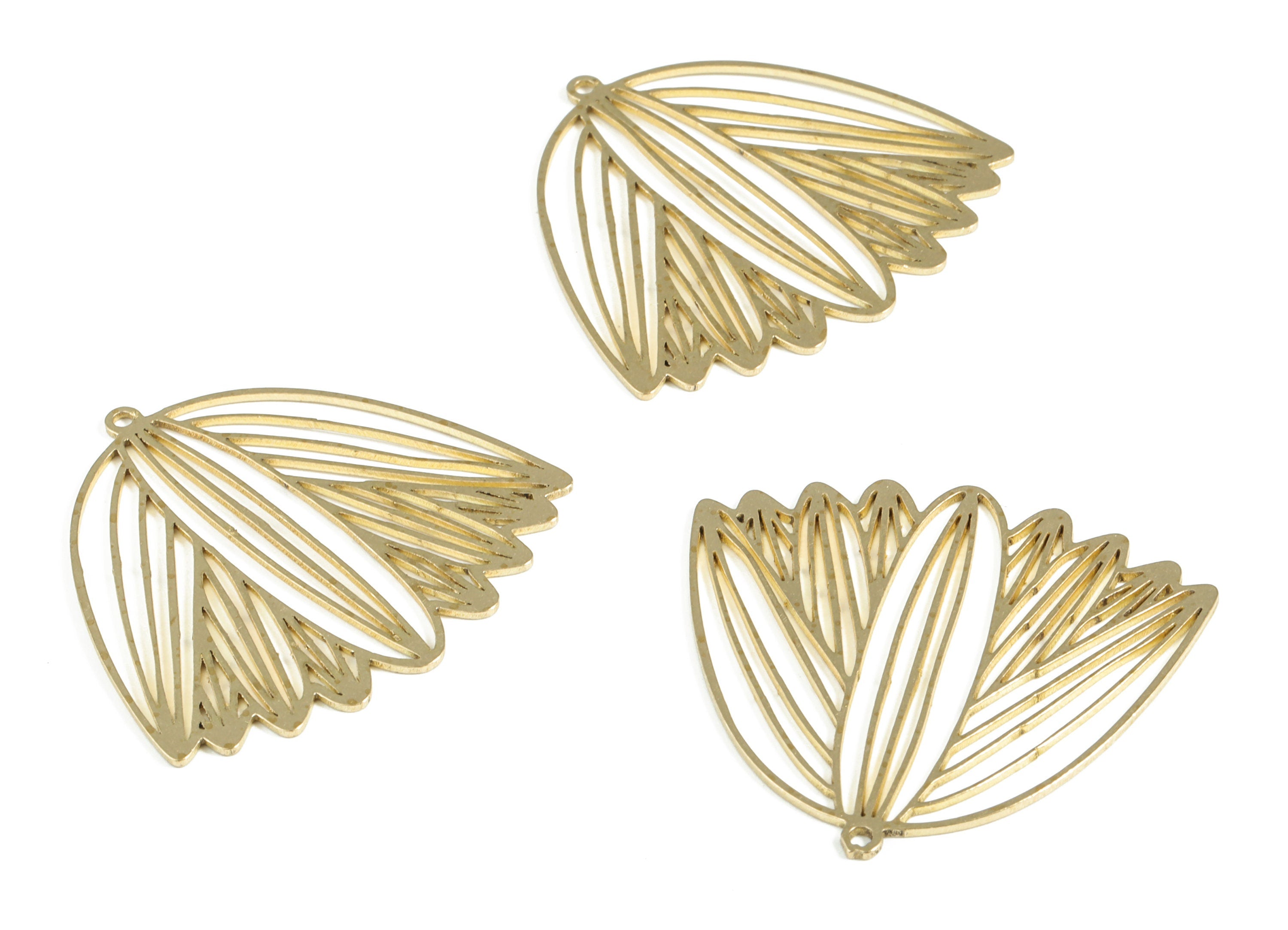 Brass Leaves Earring Charms - Raw Brass Leaves Pendant - Earring Findings - Jewelry Making Supplies - 39.24x36.84x1.18mm - PP3993 - DOMEDBAZAAR