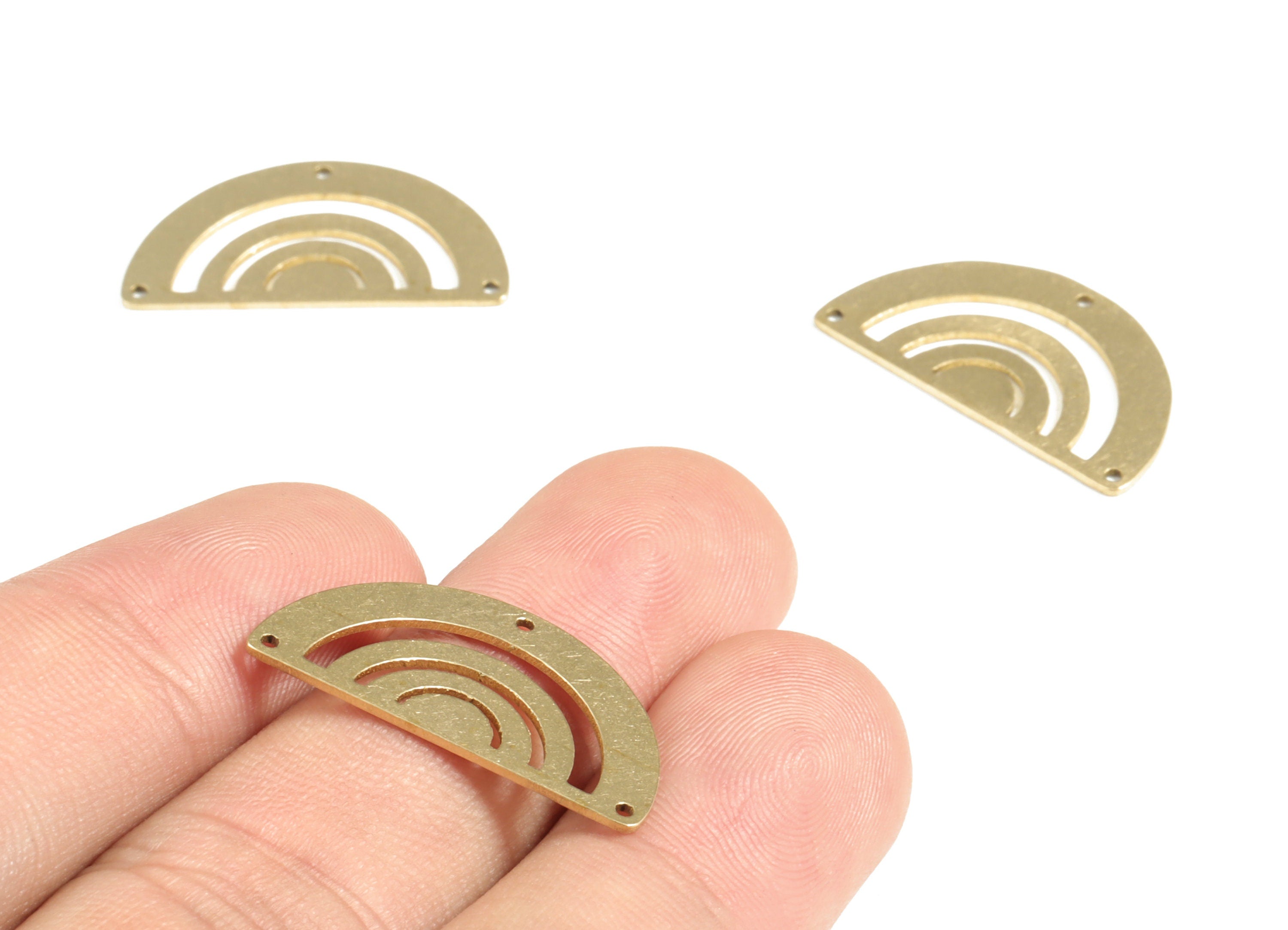 Brass Half Moon Earring Connector - Raw Brass Semi Circle Charms - Earrings Finding - Jewelry Supplies - 25.04x13.58x0.77mm- PP3965 - DOMEDBAZAAR
