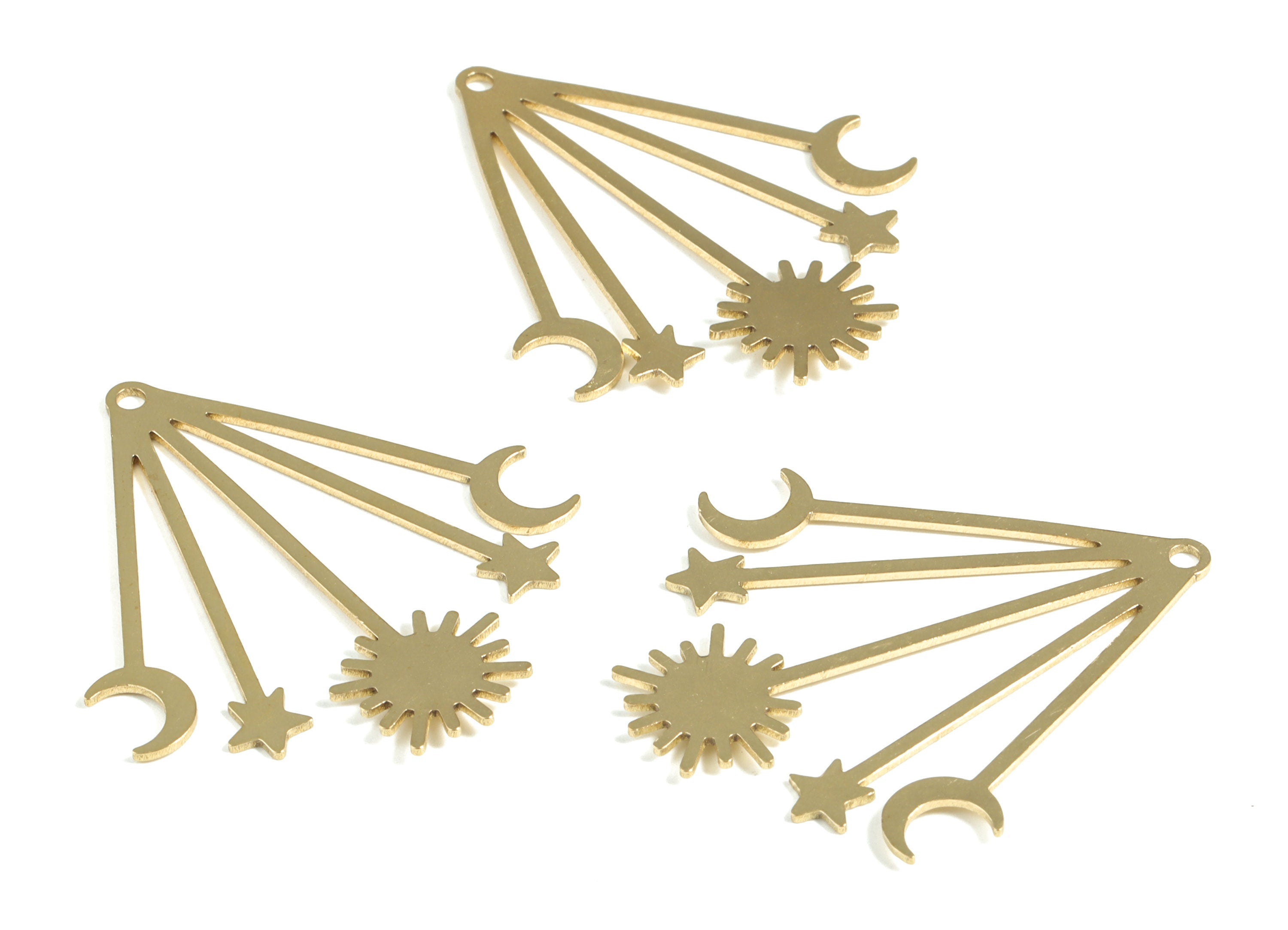 Brass Star Moon Pendant - Raw Brass Sun Earring Charms - Earring Findings - Jewelry Supplies - 45.02x39.35x0.84mm - PP3990 - DOMEDBAZAAR