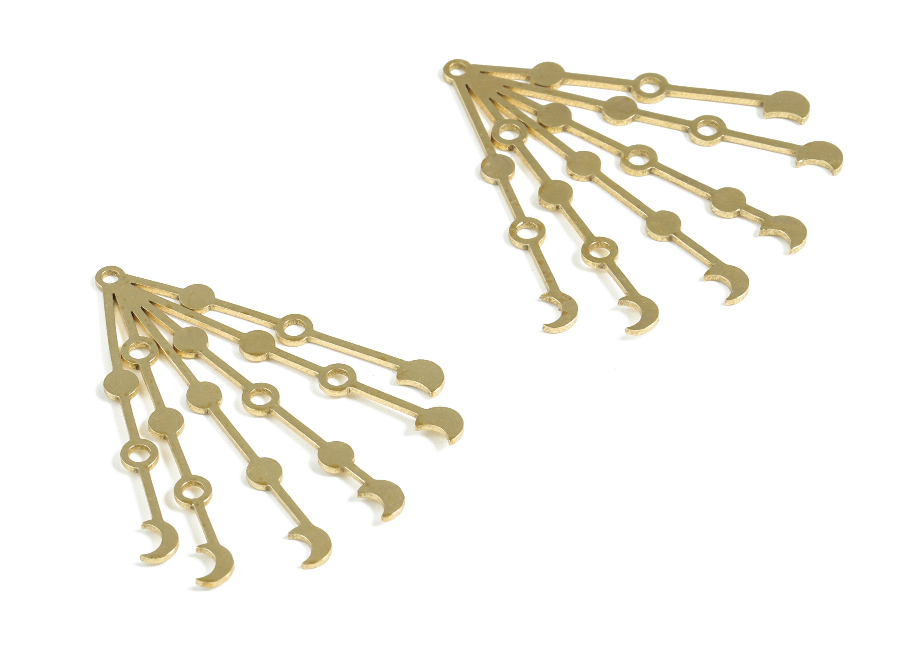 Brass Moon Fringe Earring Charms - Raw Brass Fringe Pendant - Earring Findings - Jewelry Making Supplies – 39.75x33.54x0.84mm - PP3979 - DOMEDBAZAAR