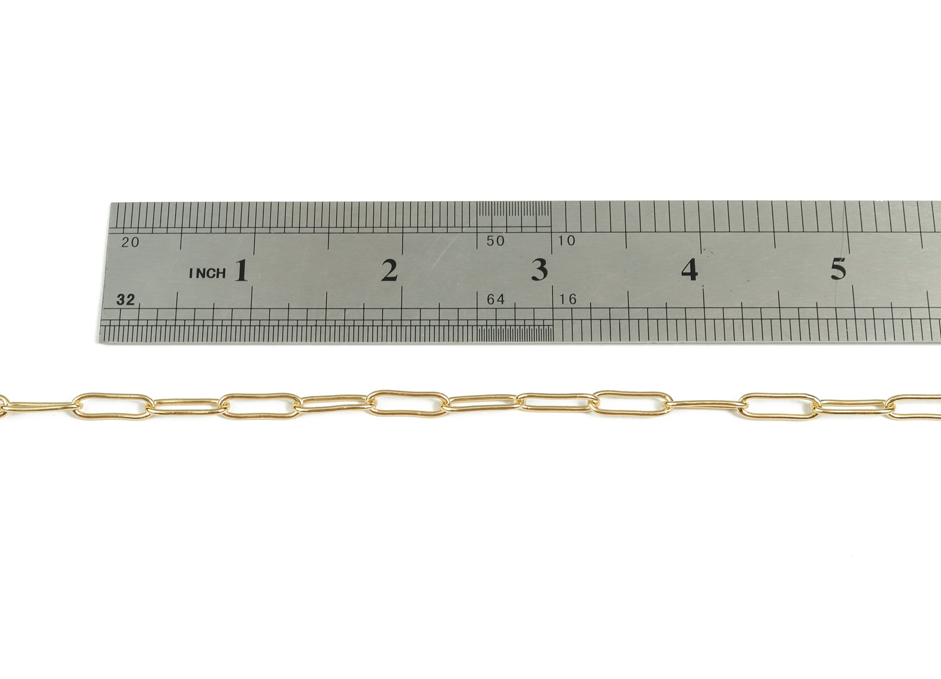 Gold Oval Paper Clip Layering Chain - 18K Real Gold Brass Oval Cable Chain - Oval Rolo Chain-For Necklace Bracelet 0.56&quot;x0.17&quot;x0.04&quot; RGP2996 - DOMEDBAZAAR