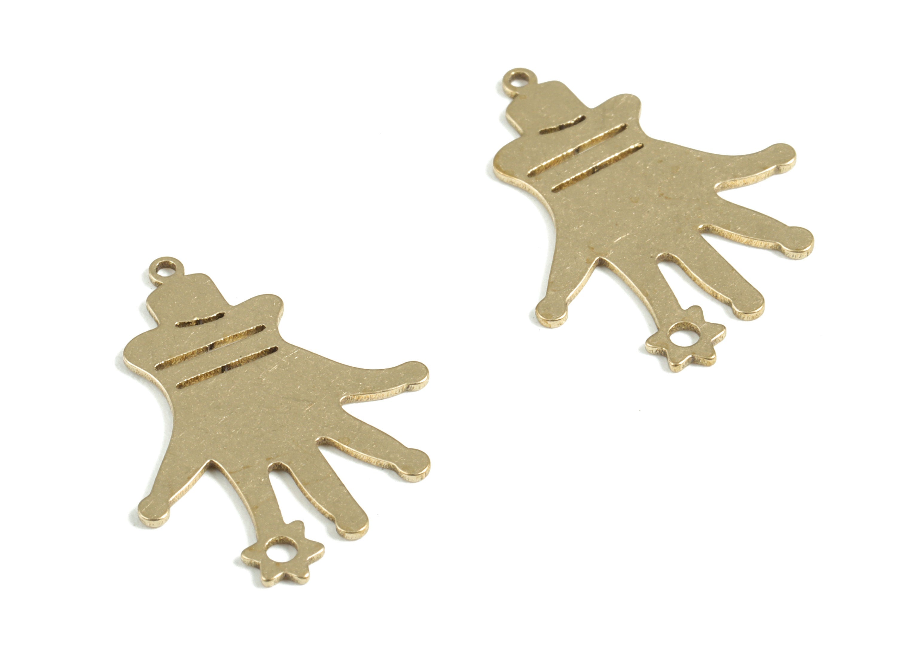 Brass Hand Flower Earring Charms - Raw Brass Hand Flower Pendant - Jewelry Making Supplies - 29x22.15x0.58mm - 20.89x16.06x0.57mm - PP4043 - DOMEDBAZAAR